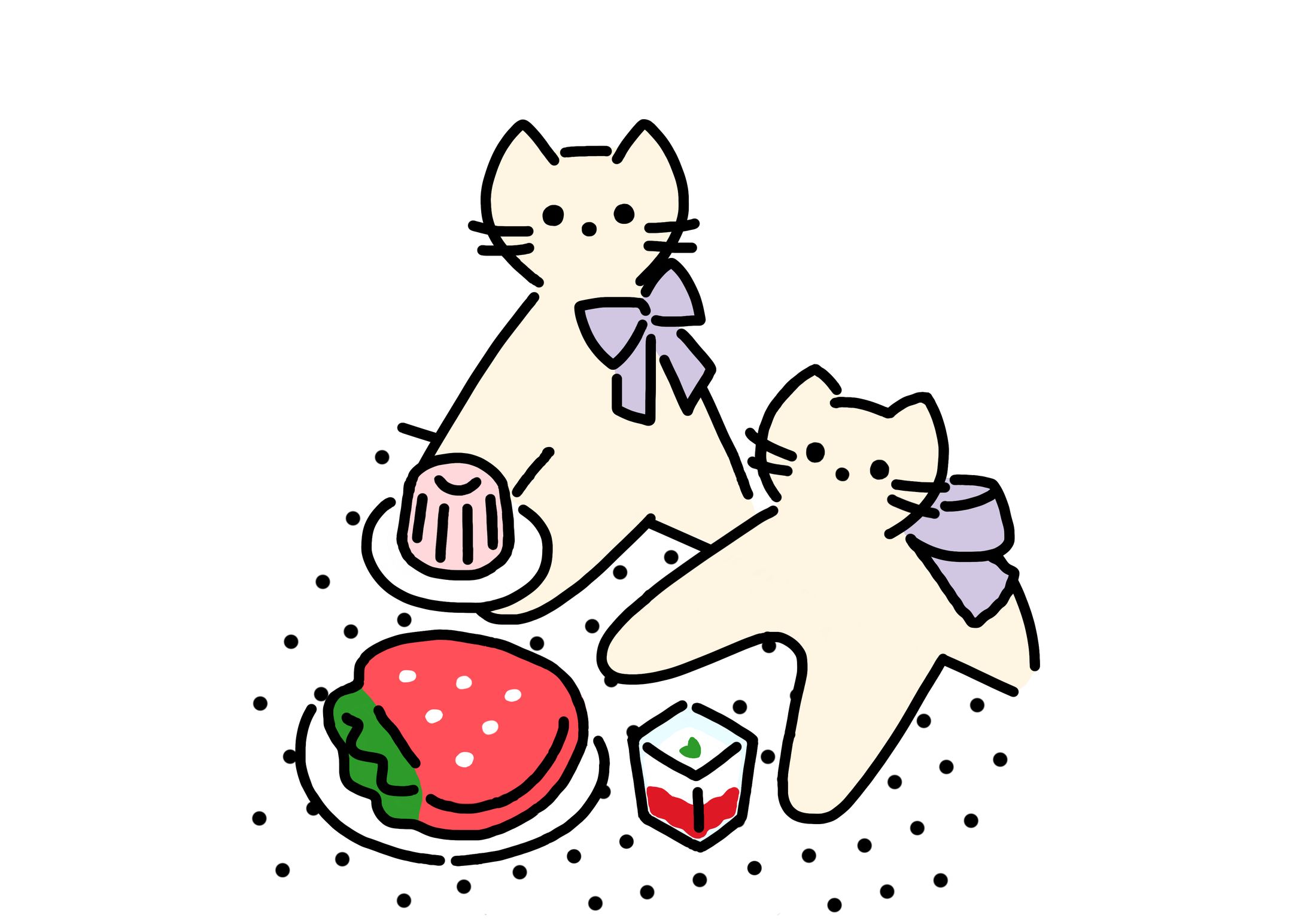 親子猫のいちごおやつ-1