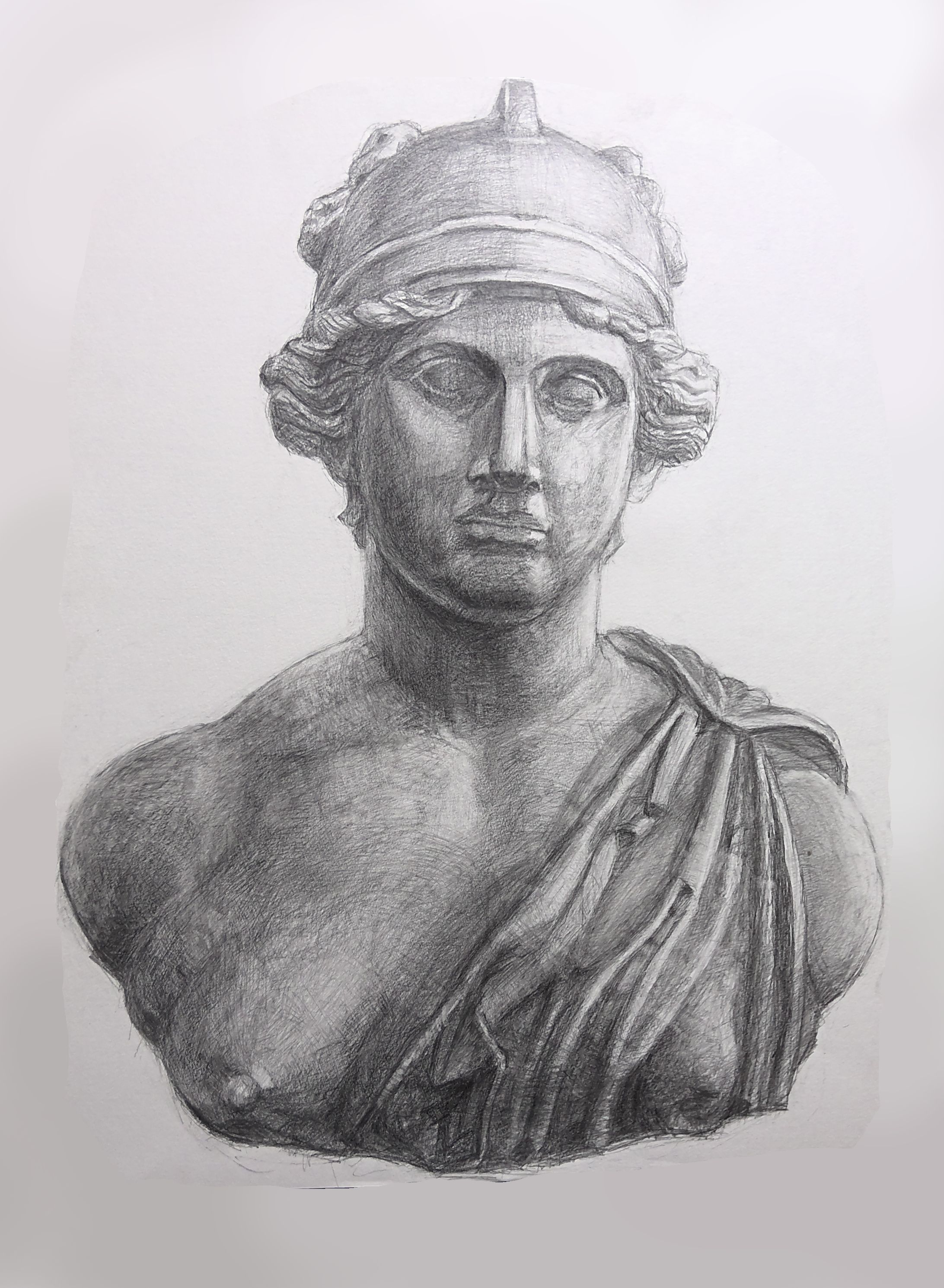石膏像の鉛筆デッサン-1