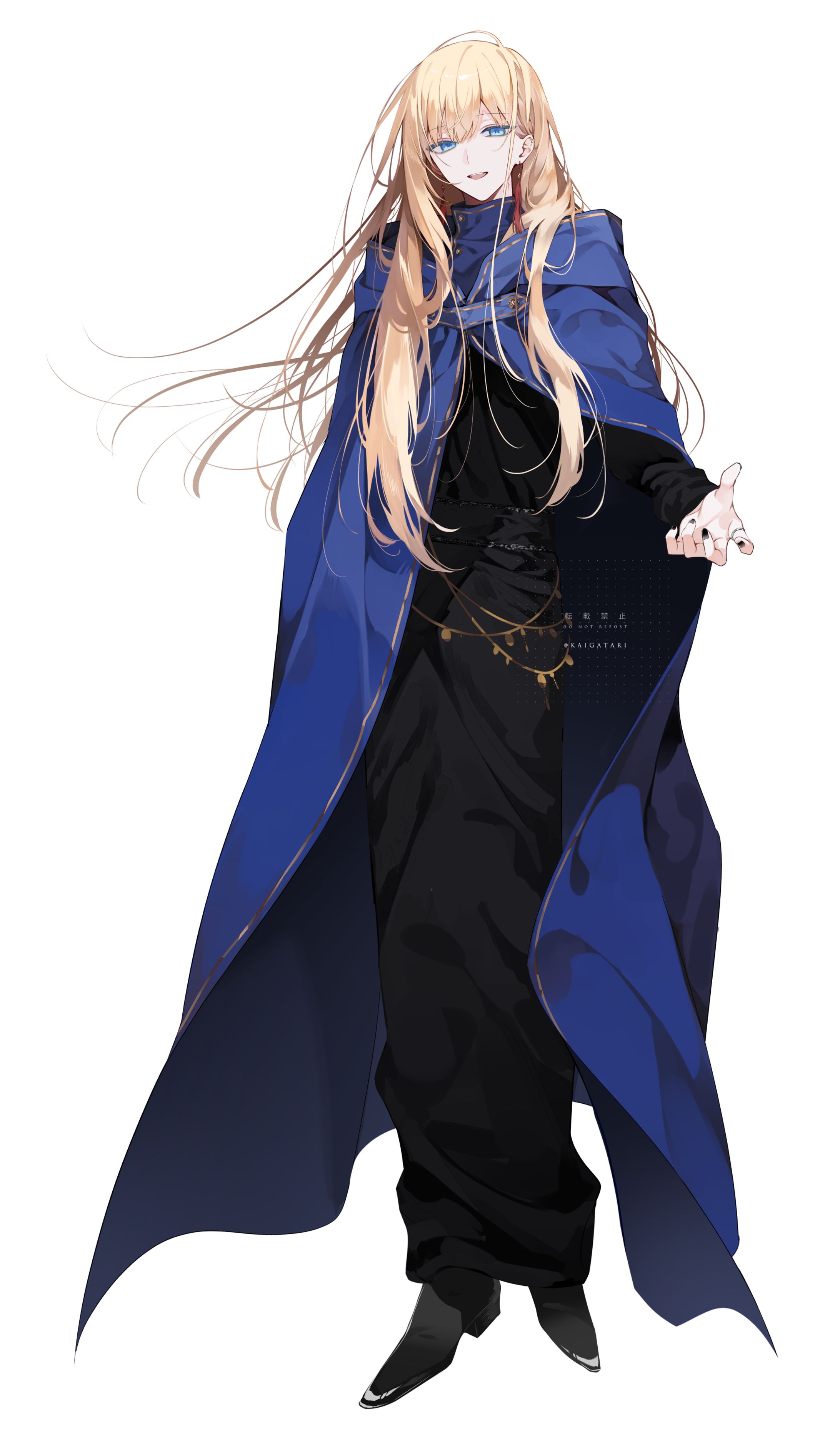 アニメスタイル人物画 金髪キャラクター 男性立ち絵(金髪碧眼)