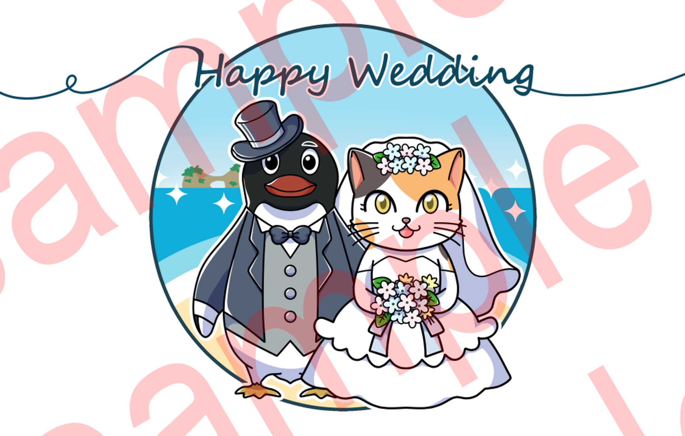 【個人様依頼】結婚式のウェルカムボードイラスト-1