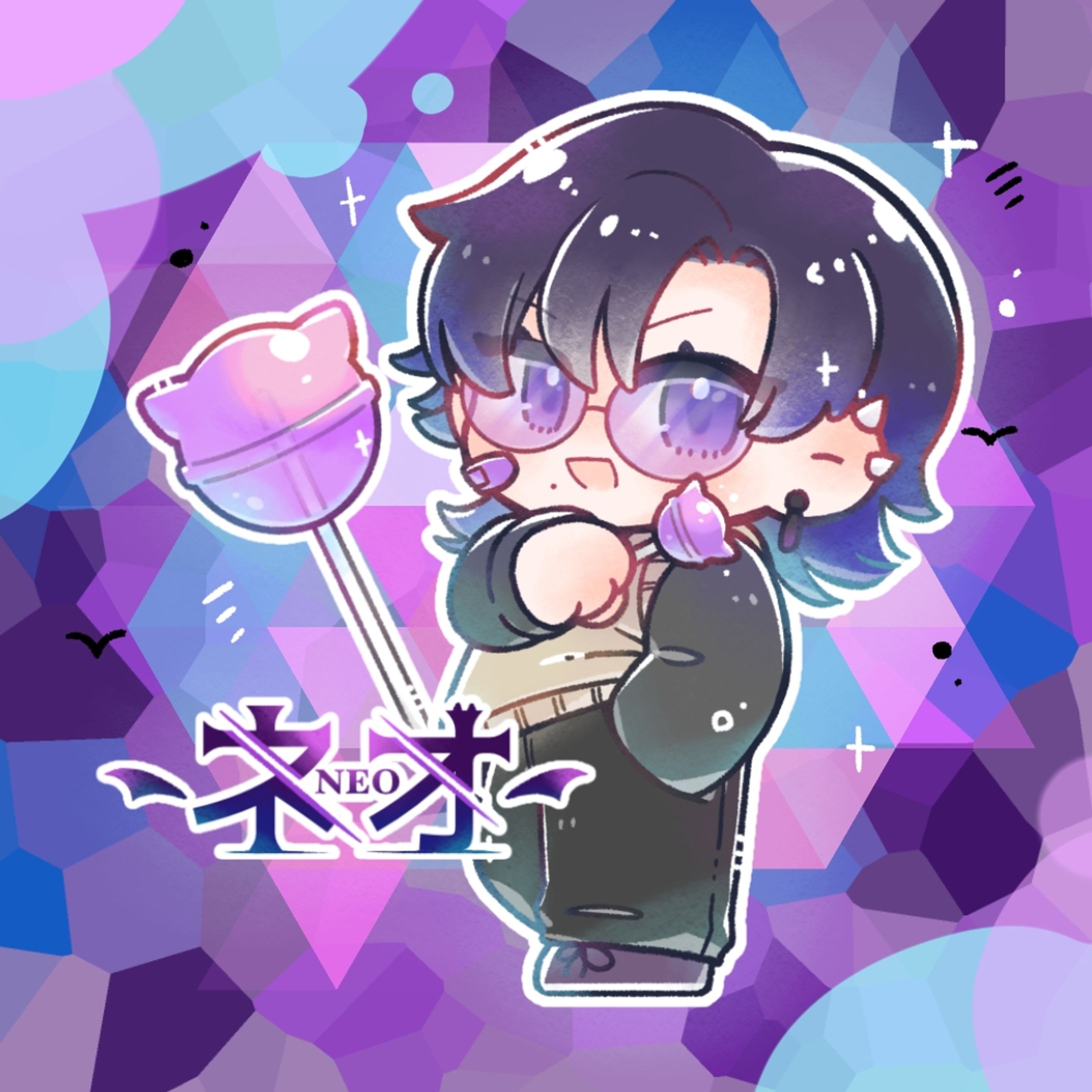 つきねこのらき様/全身イラスト 飾り物-1