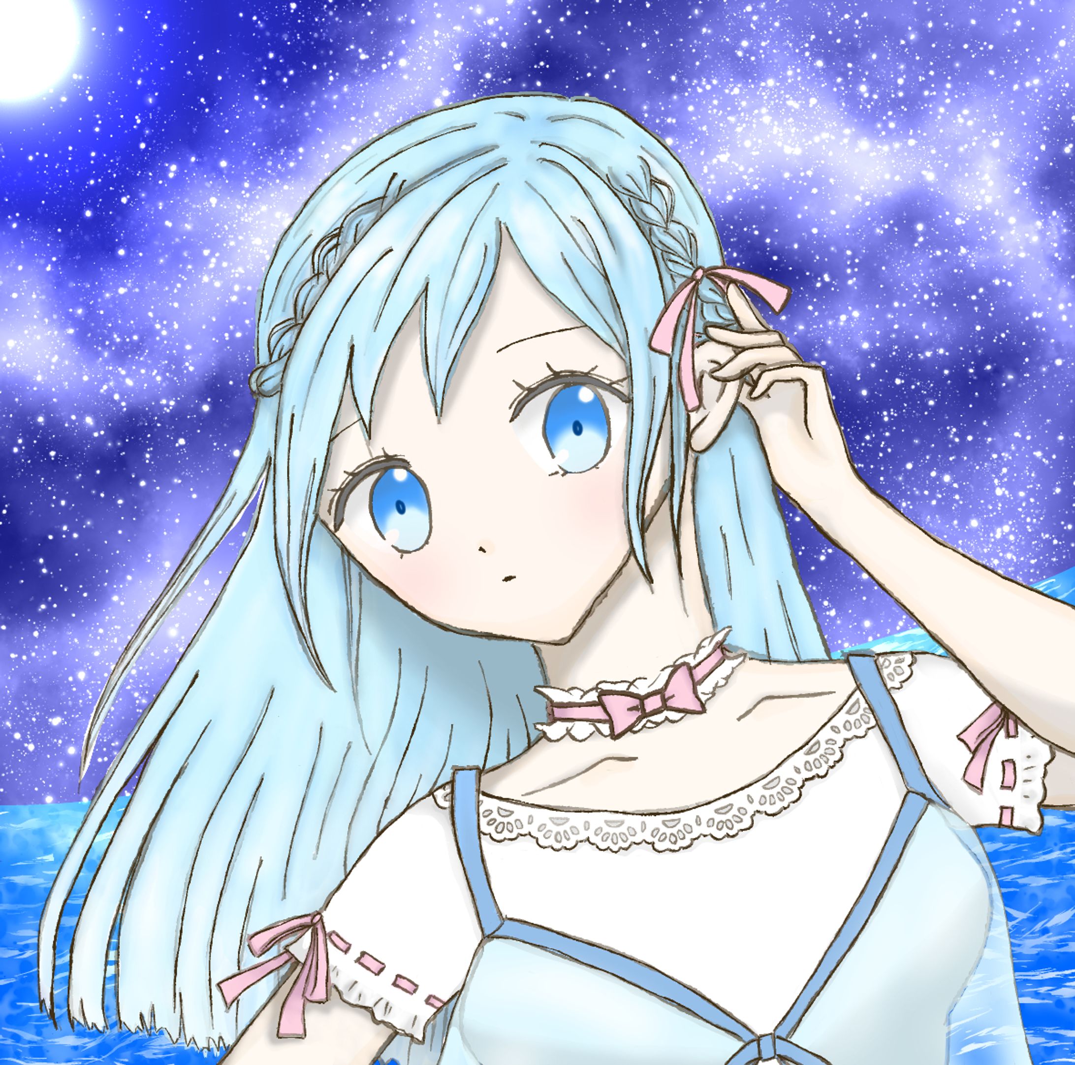 夜空の女の子［リクエストイラスト］2025年 5月-1