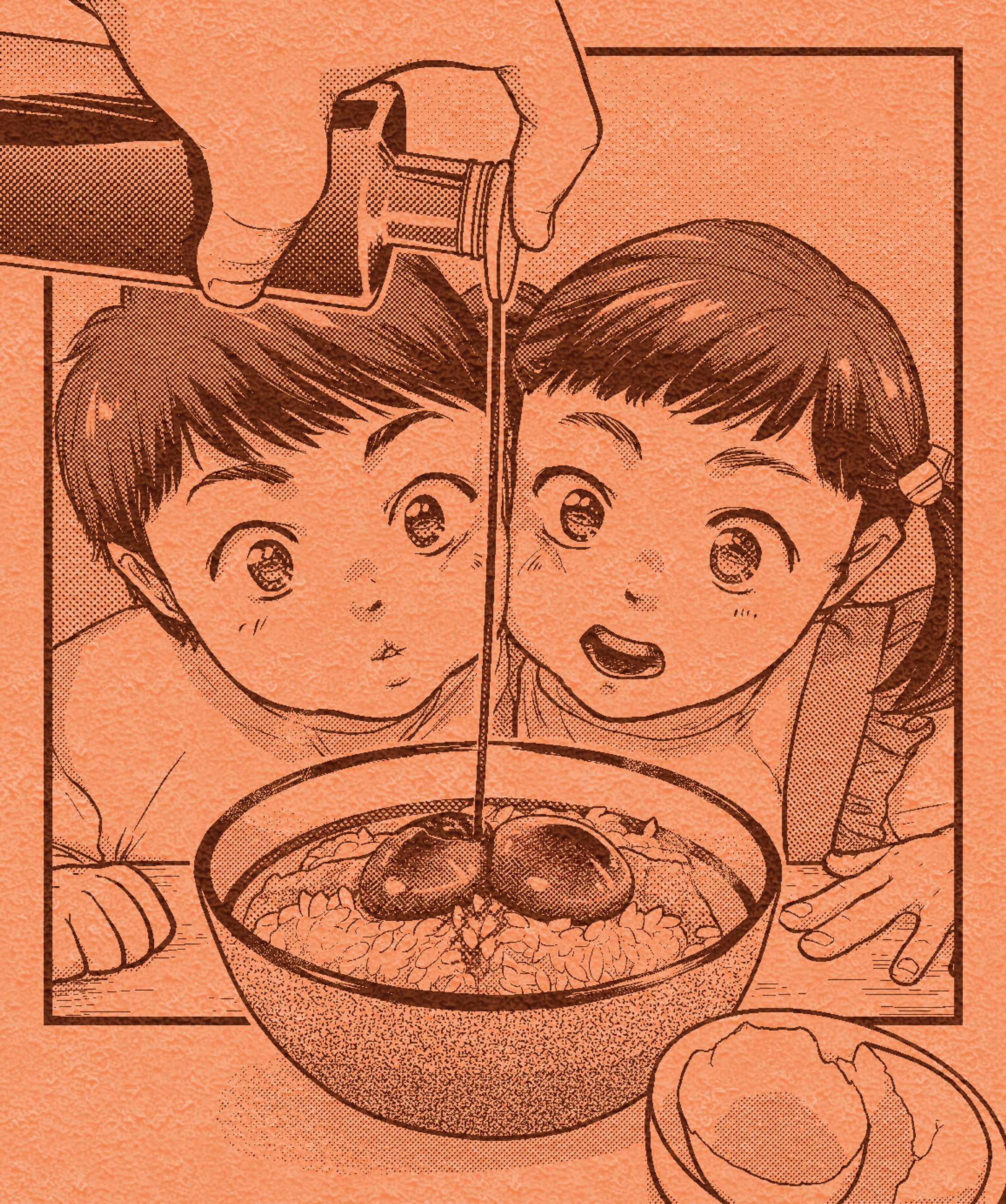 【食べ物×人物シリーズ】卵かけご飯×双子-1