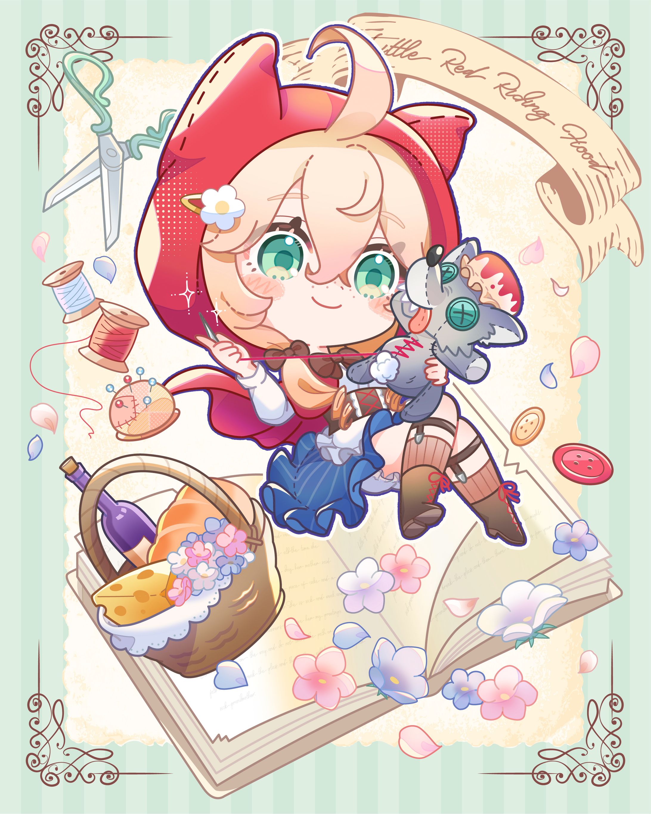 【個人依頼】赤ずきんモチーフ　ミニキャラデザイン-1
