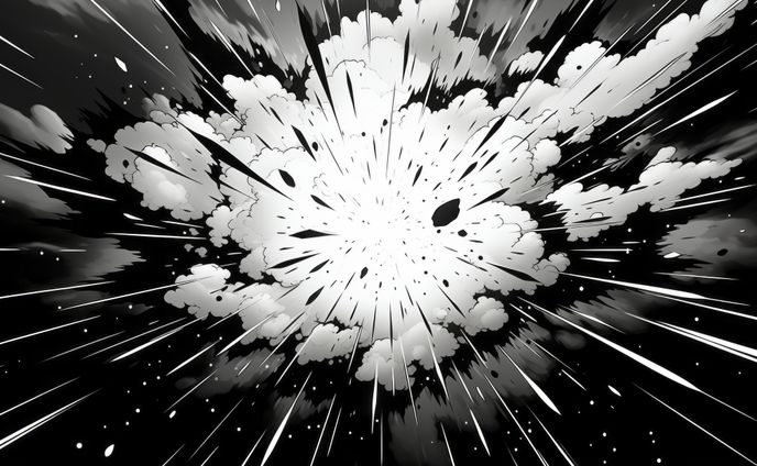 エネルギーの爆発を描いた漫画・コミック的アート画 AI生成
