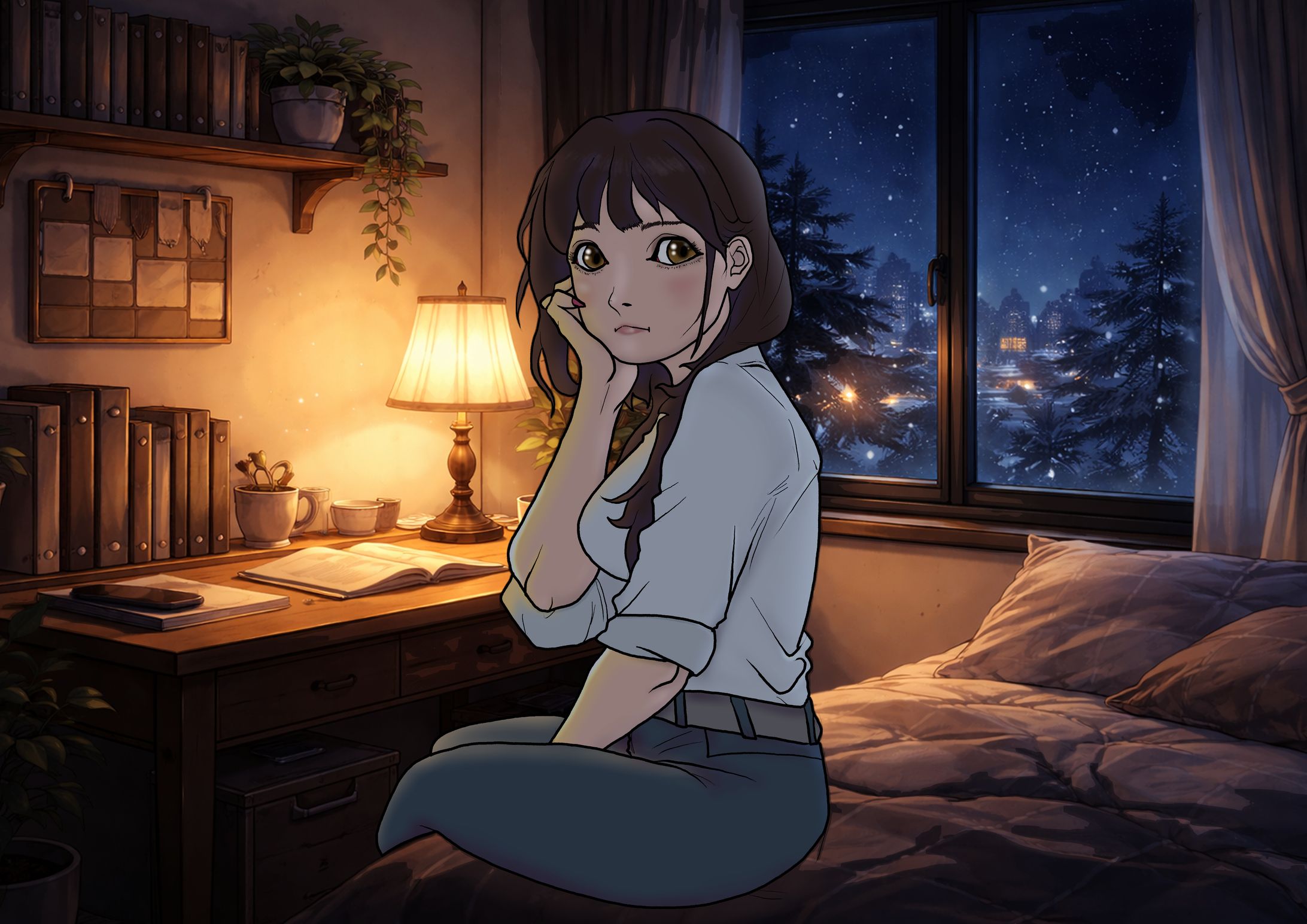 Nightガール　冬の雪夜のオリジナルキャラクター-1