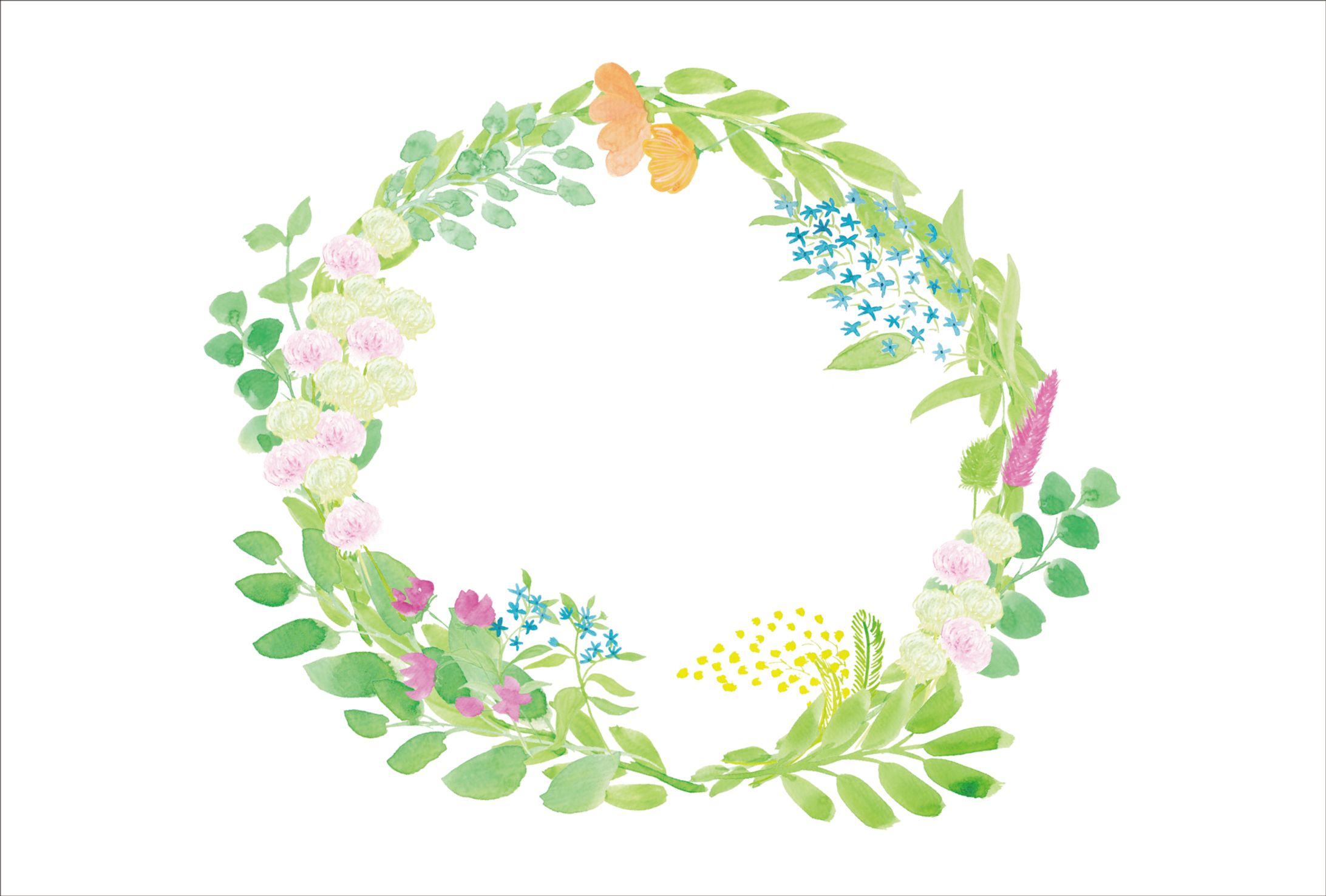 ポストカード　お花のリース-1