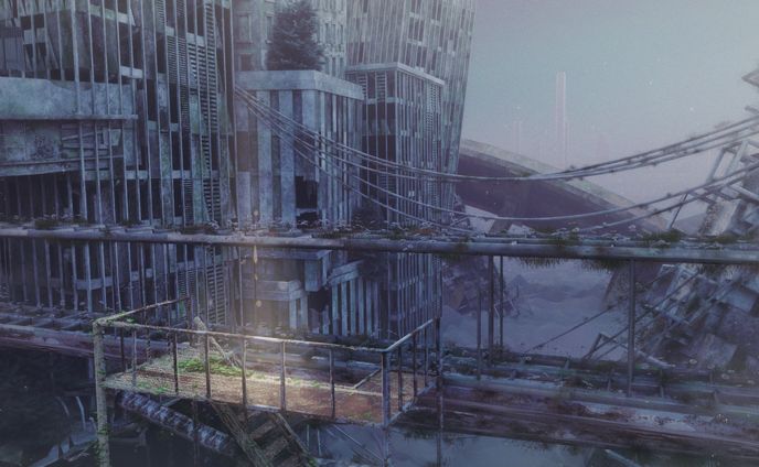 【3DCG】雲海廃都市