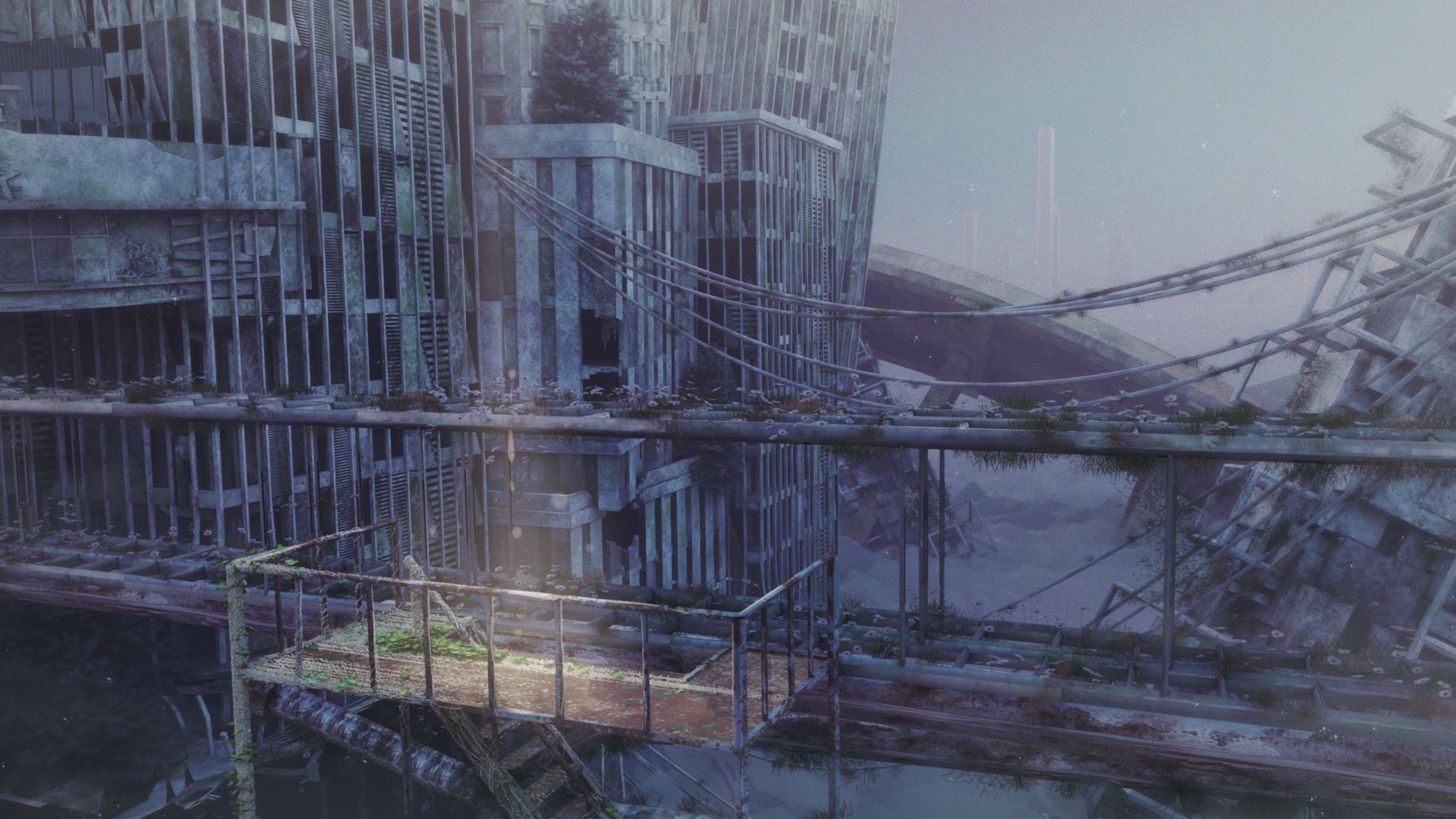 【3DCG】雲海廃都市-1