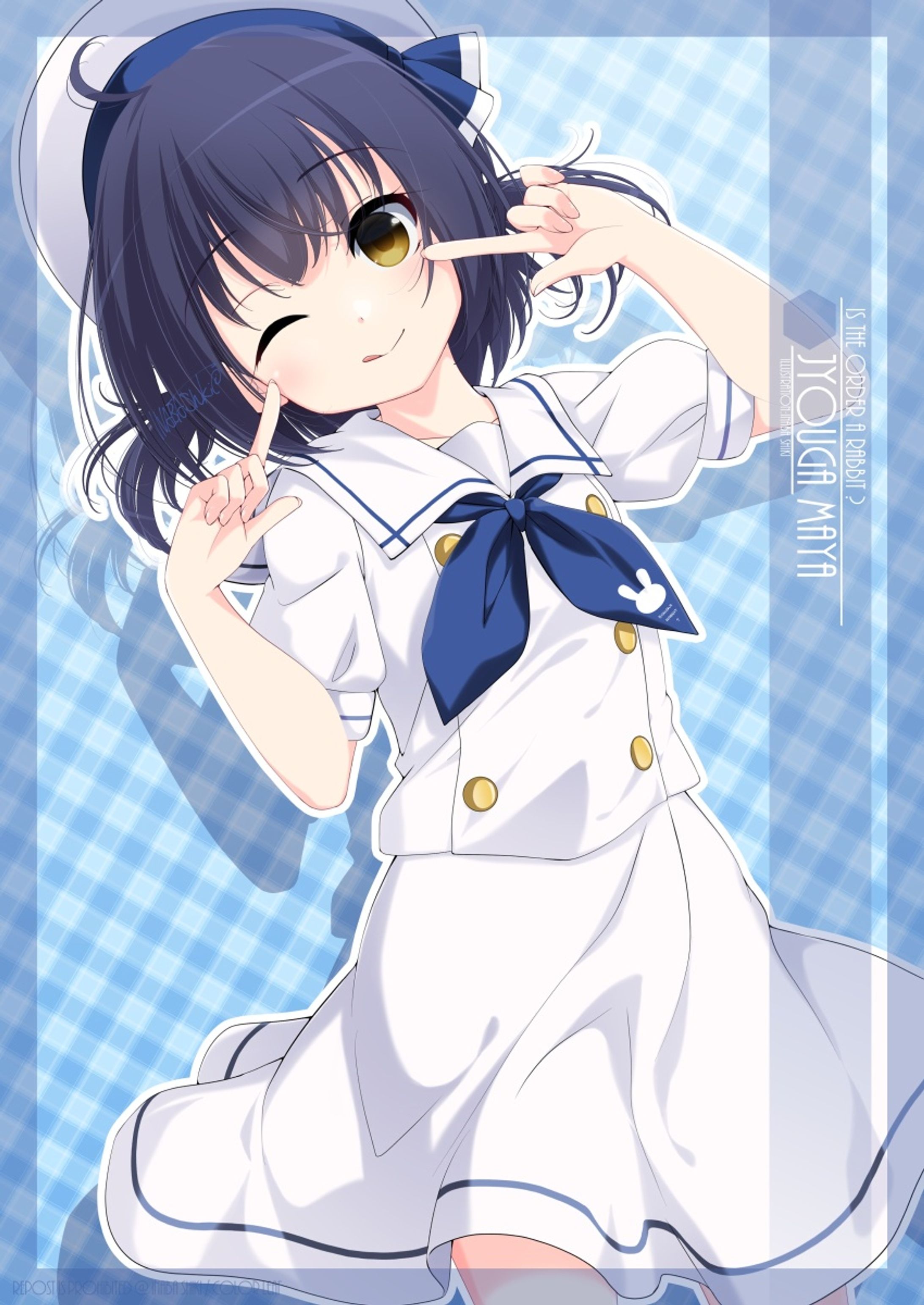 誕生日絵「条河麻耶(ごちうさ)」230808-1
