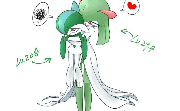 すぐ進化させられたエルレイドともうすぐ進化するキルリア