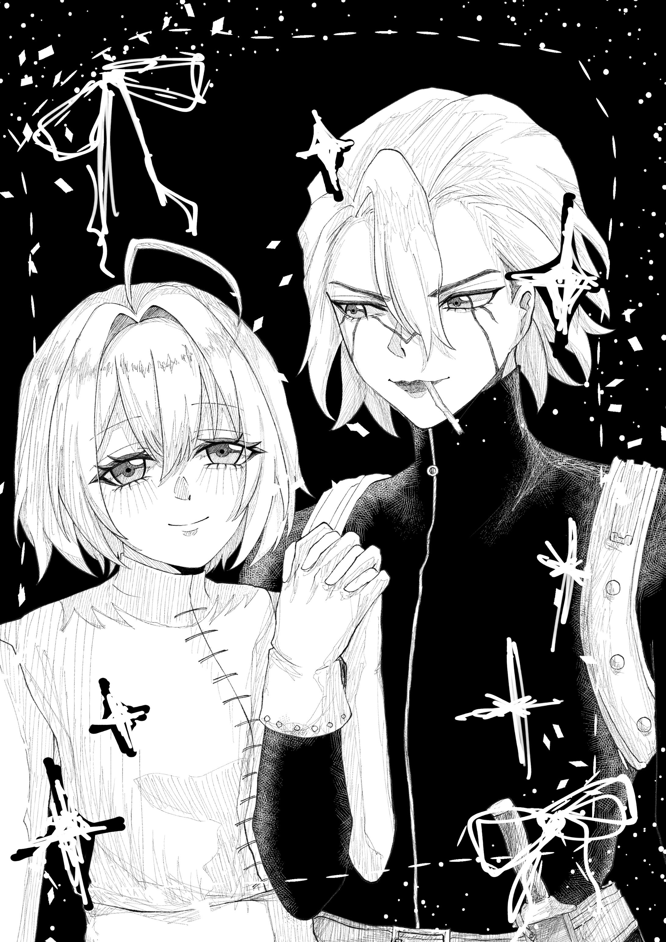 黒背景モノクロ夢絵-1