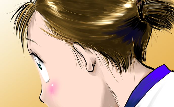 上目づかいの綿貫理恵