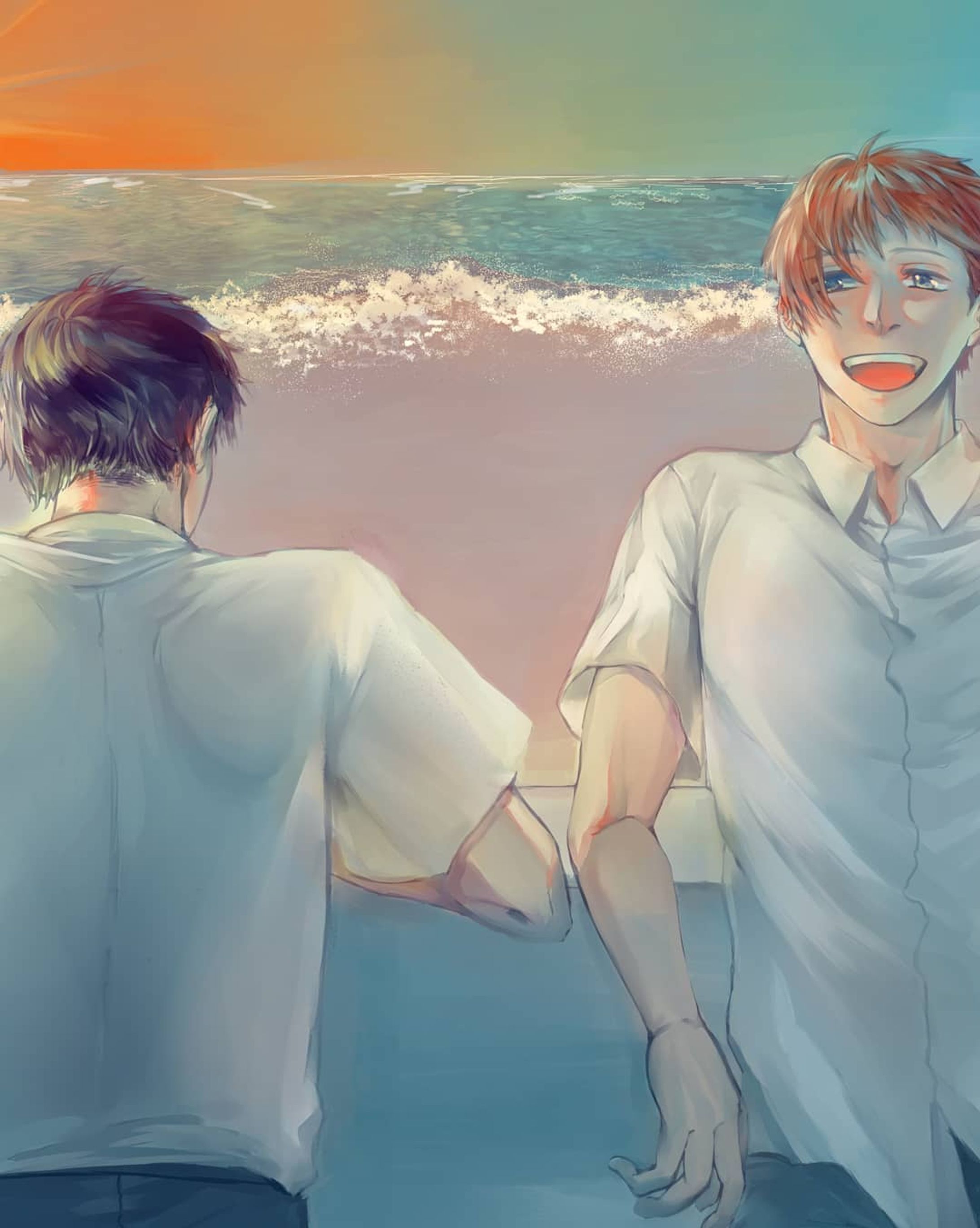 僅かで幽か #シーソウシーン #イラスト #illustration #海の絵 #夏 #男子高校生 #saitousaillast #seaillustration #summer-1