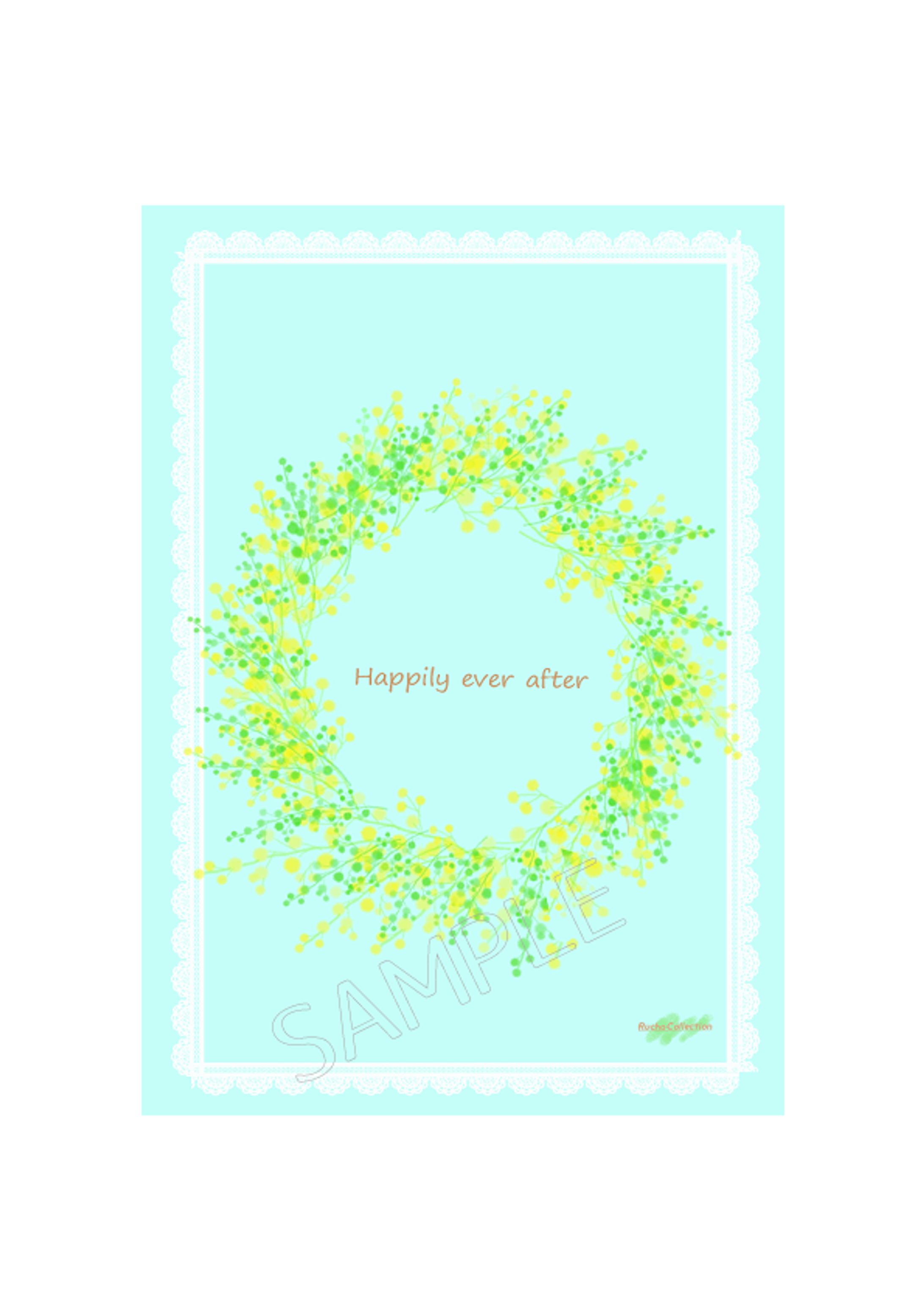 ミモザのリース イラスト-1