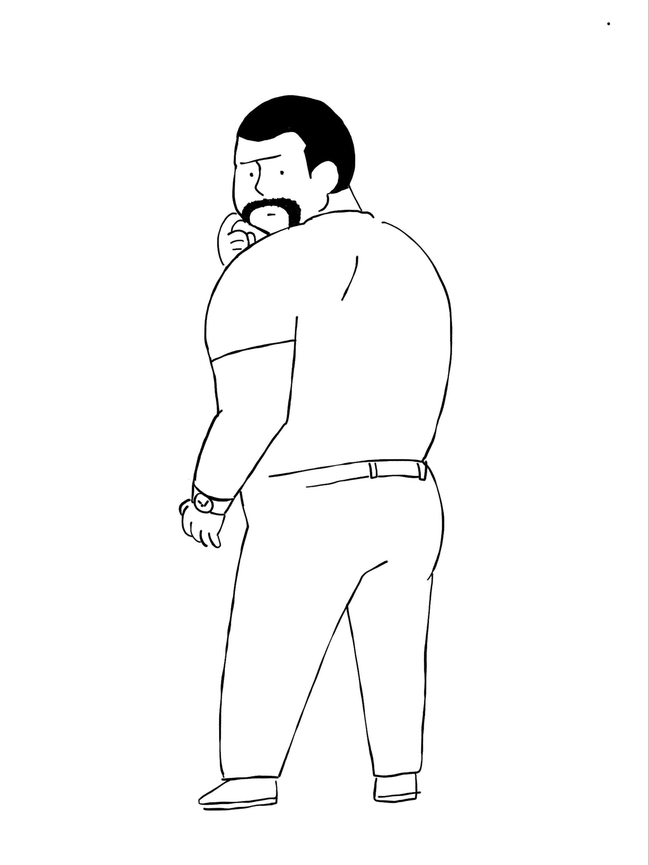 男性たち（ラインイラスト） -1