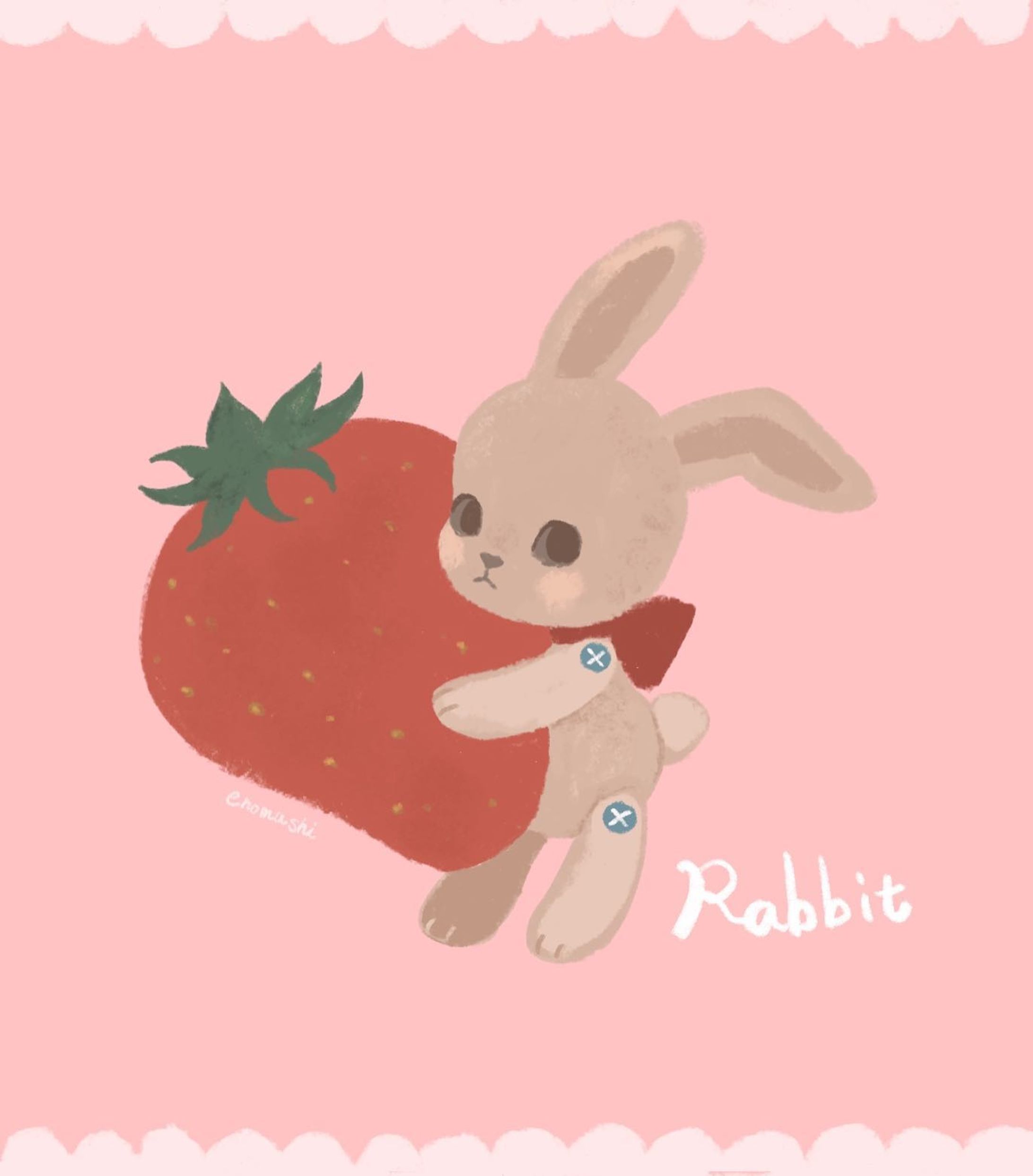 ウサギのぬいぐるみと苺🍓

#イラスト　#いらすとぐらむ  #illustration #苺　#うさぎ　#厚塗り-1