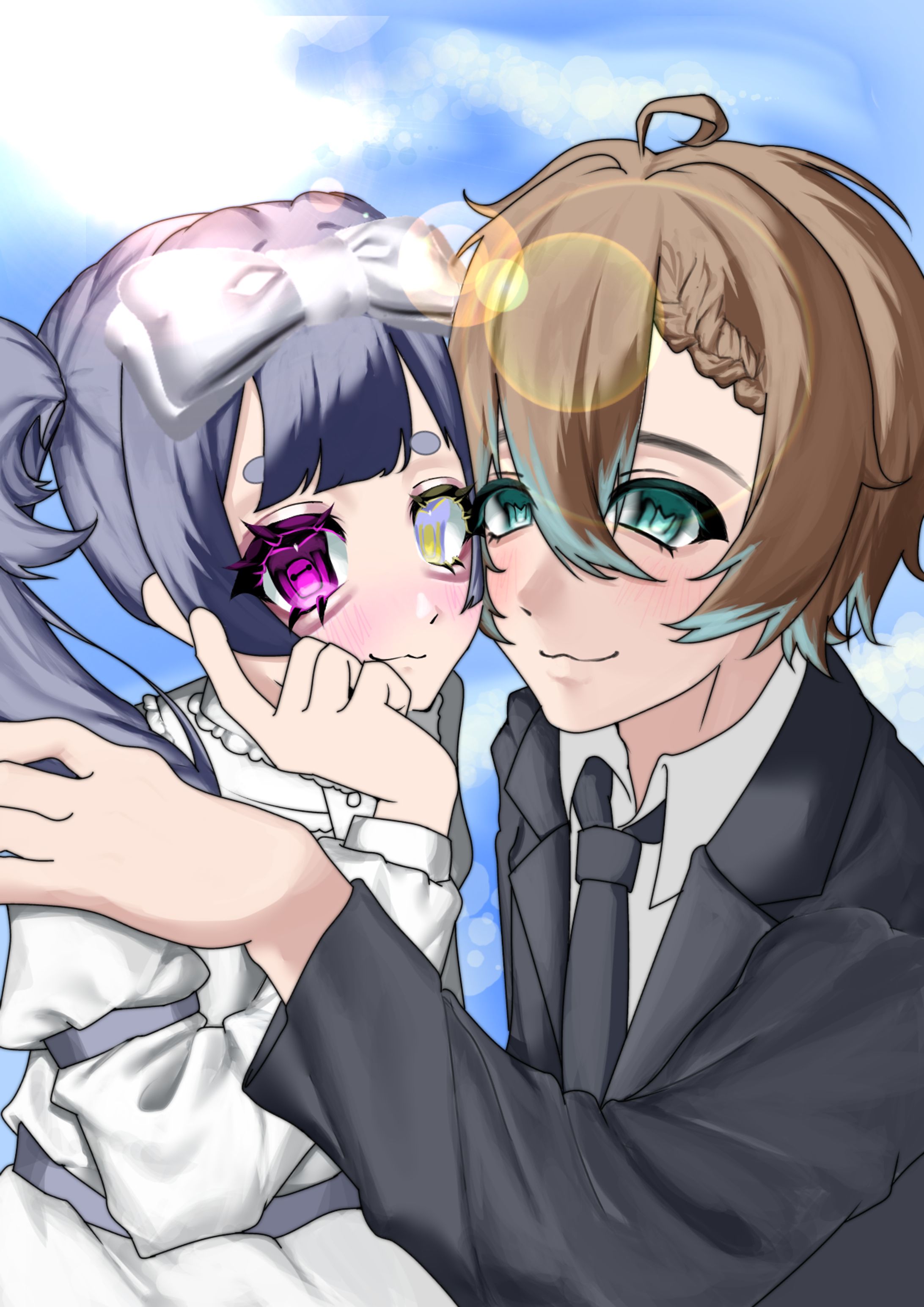 記念イラスト ペア＋簡易背景 ご依頼-1