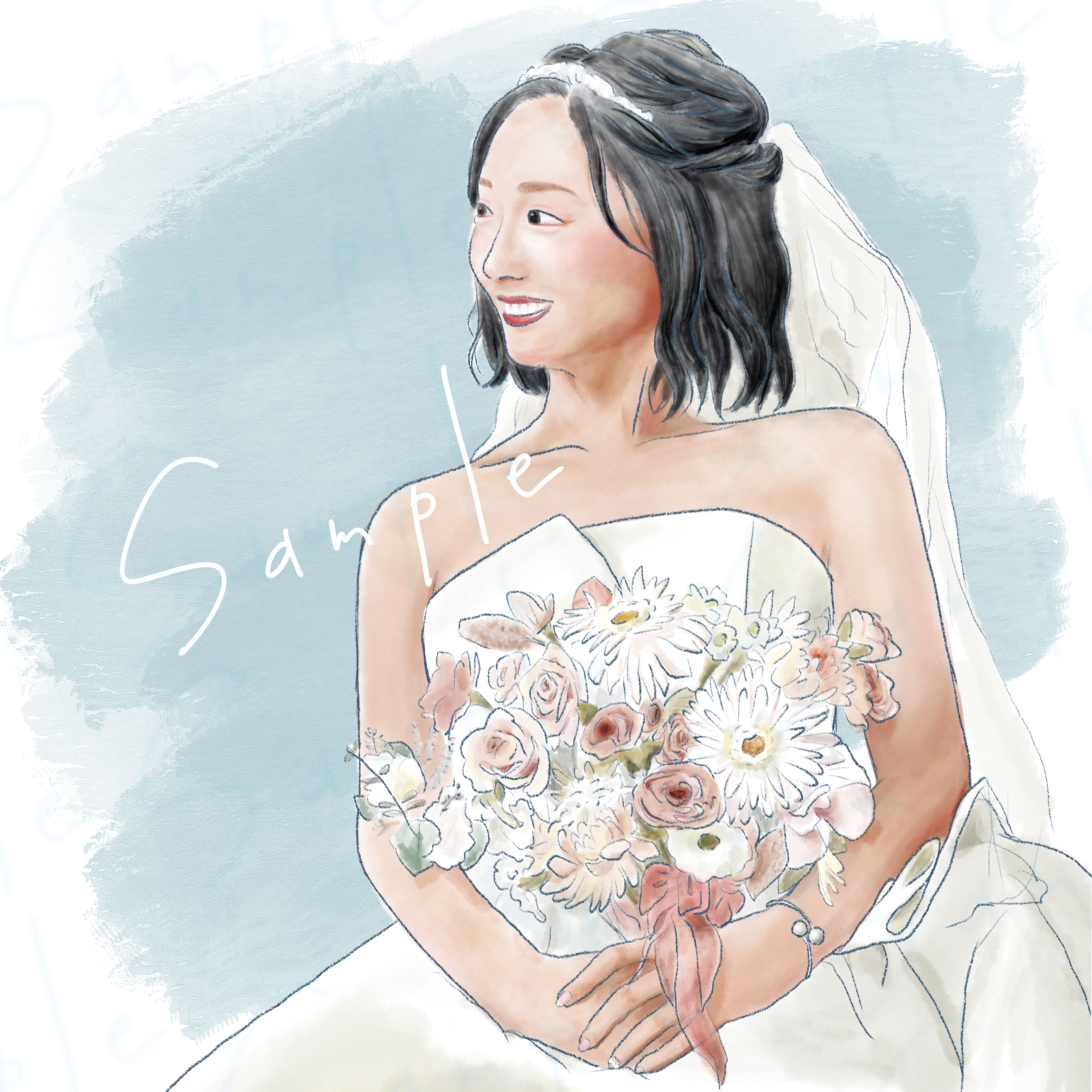 花嫁水彩イラスト-1
