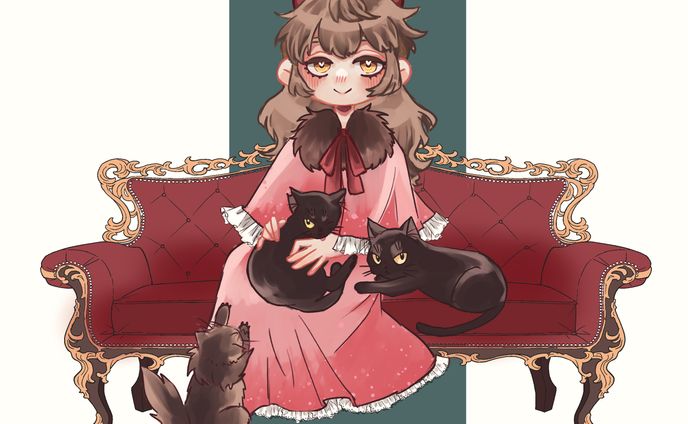猫擬人化イラスト
