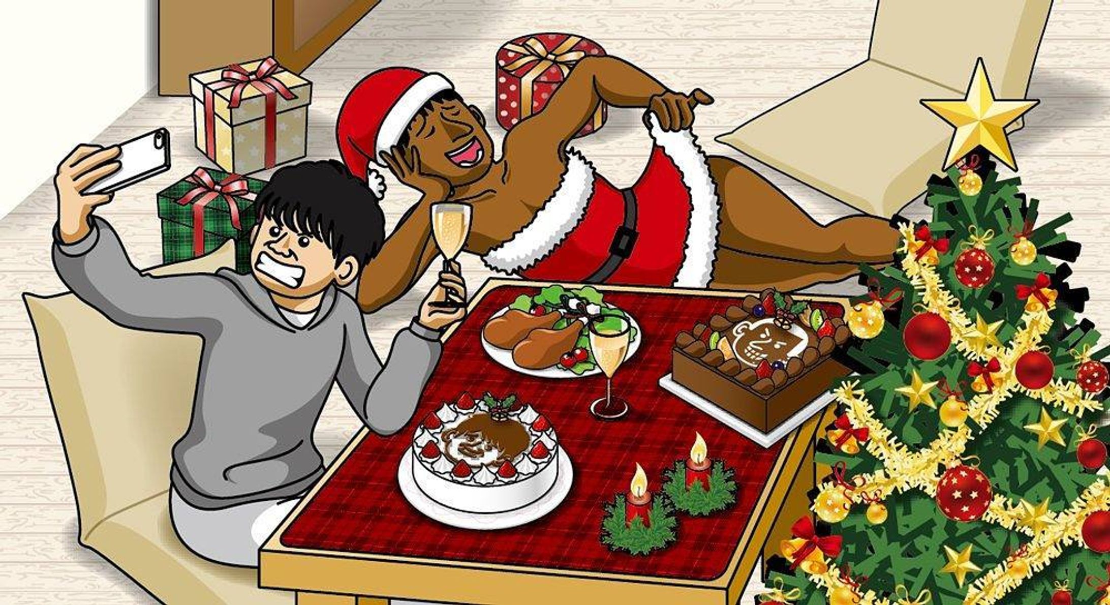 オードリーカレンダー2017より 12月のオードリー
自宅でぐたぐだしながら過ごすクリスマスもまたいいもんですな(*´ω｀*)
だってクリスマスってどこ行っても人多いし人混み嫌いだし寒いし(´・ω・`)
今年も素敵なクリスマスを過ごせますように！
※イラストご利用の際はお声掛け・dosyie551へのリンクをお願い致します。
#オードリー #若林正恭 #春日俊彰 #冬 #winter #寒い #クリスマス #christmas #Xmas #クリスマスツリー #ケーキ #チキン  #肉 #サンタクロース #宅飲み-1