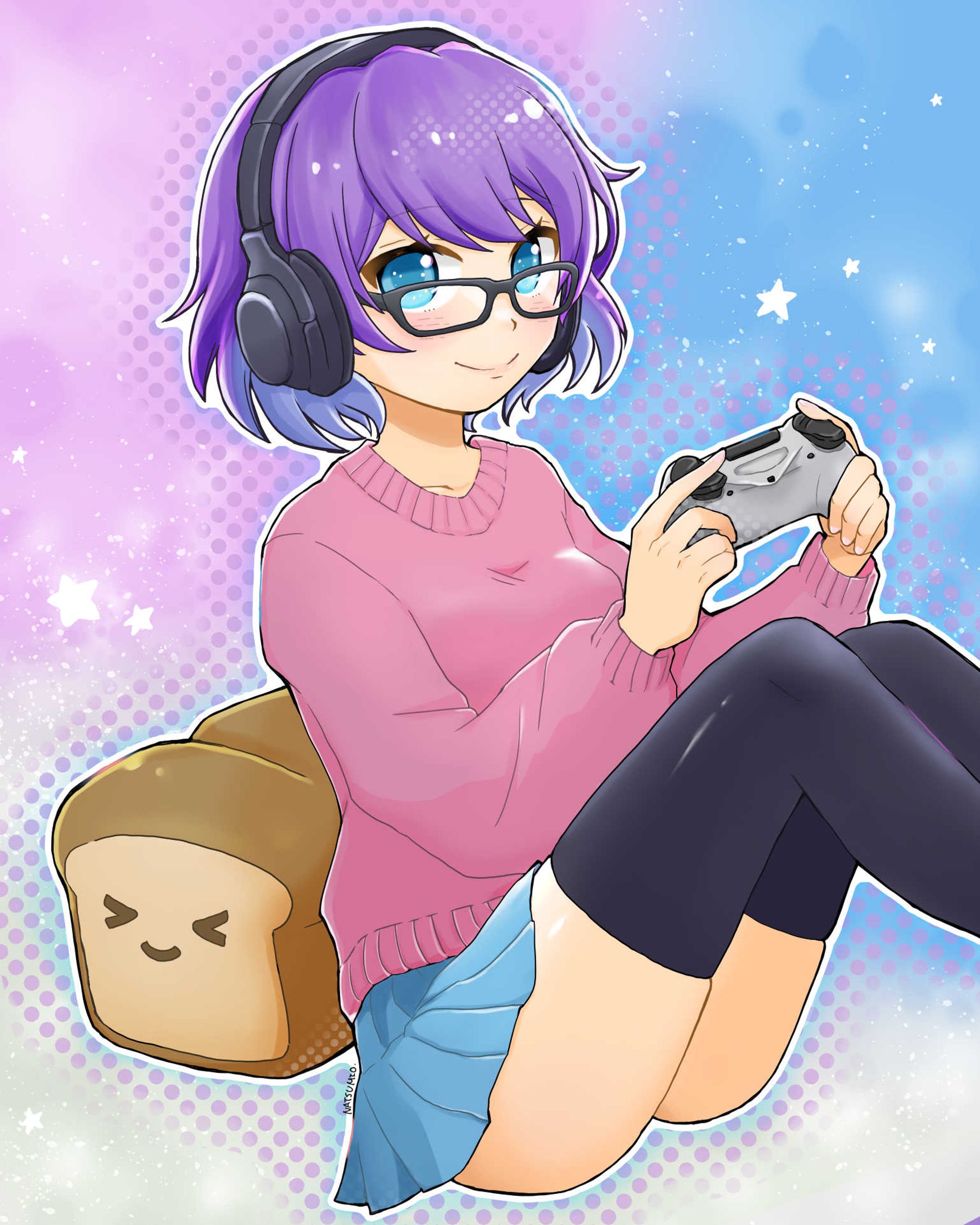 Skebご依頼_眼鏡っ子ゲーム女子-1