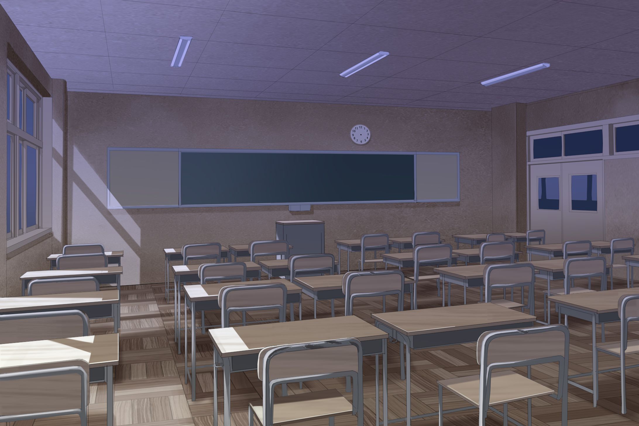 教室　深夜-1