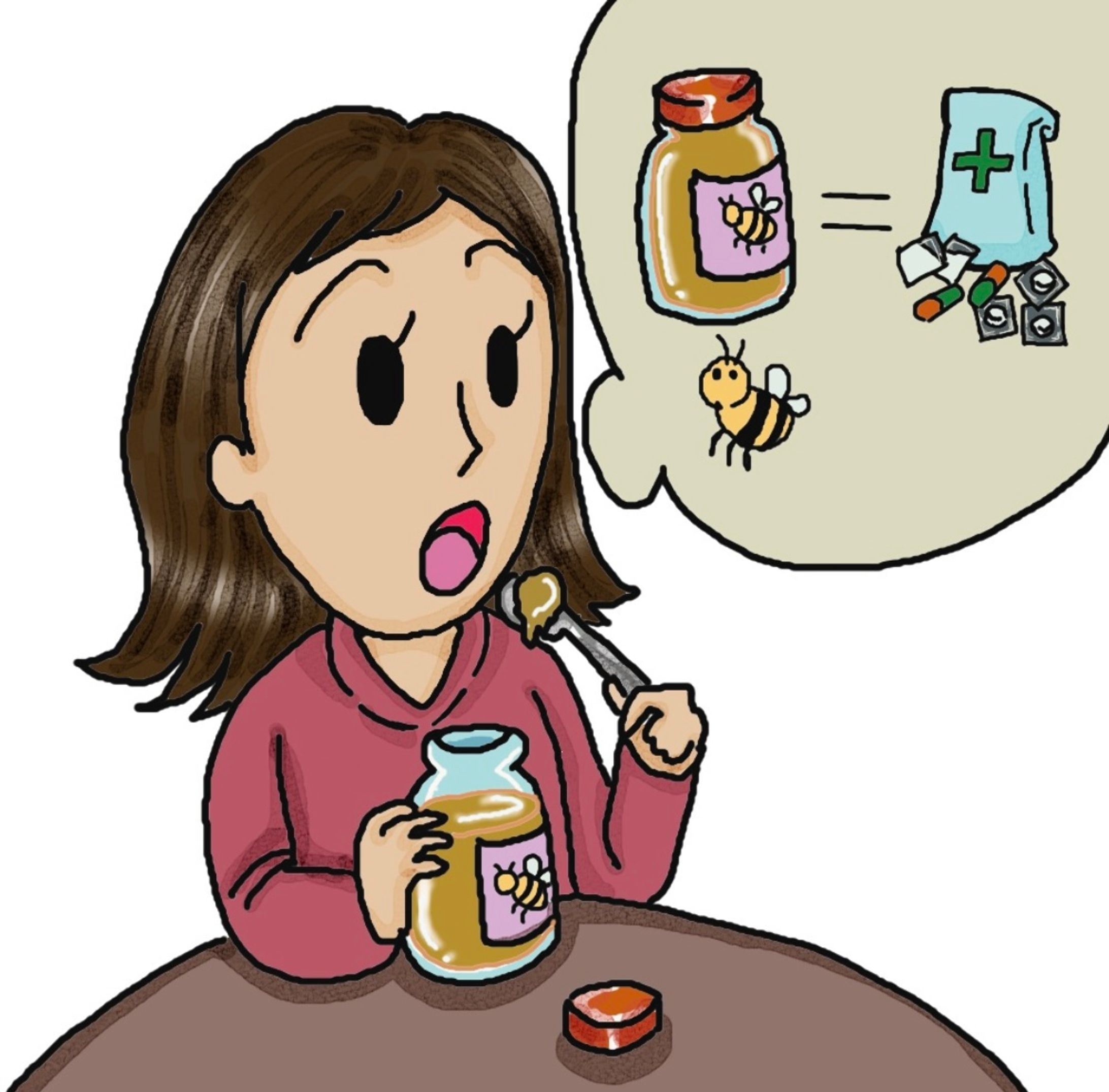 彼女は蜂蜜を薬として使用している-1