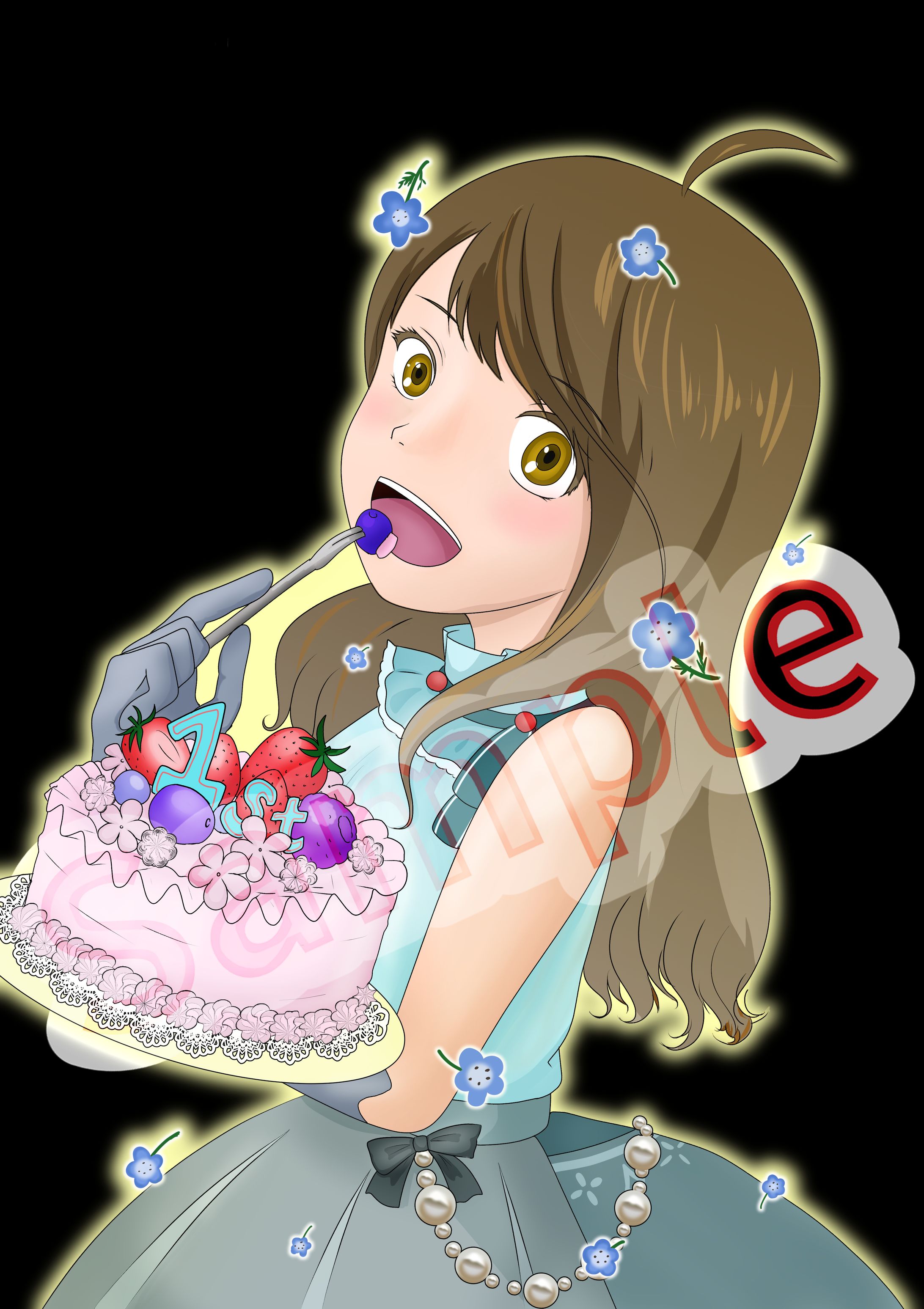 女性キャライラスト（Vtuber 霜月しゃけさん）-1