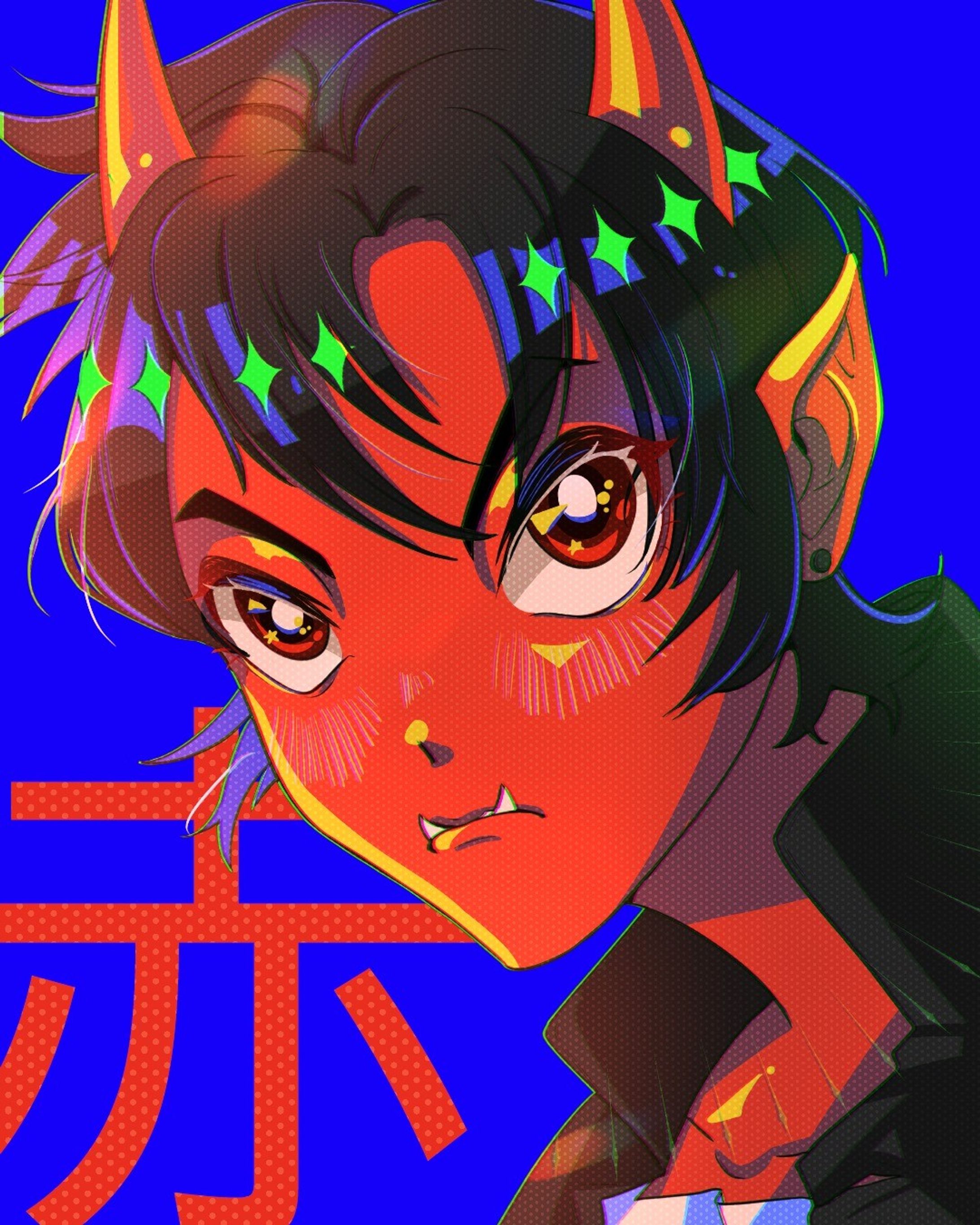 Another redraw~
This one and his BF will be sold as merch later in october I think :D

#red #oni #demon #ogre #horns #anime #boy #animeboy ＃赤　＃赤鬼　＃悪魔　＃アニメ　＃ポップ-1