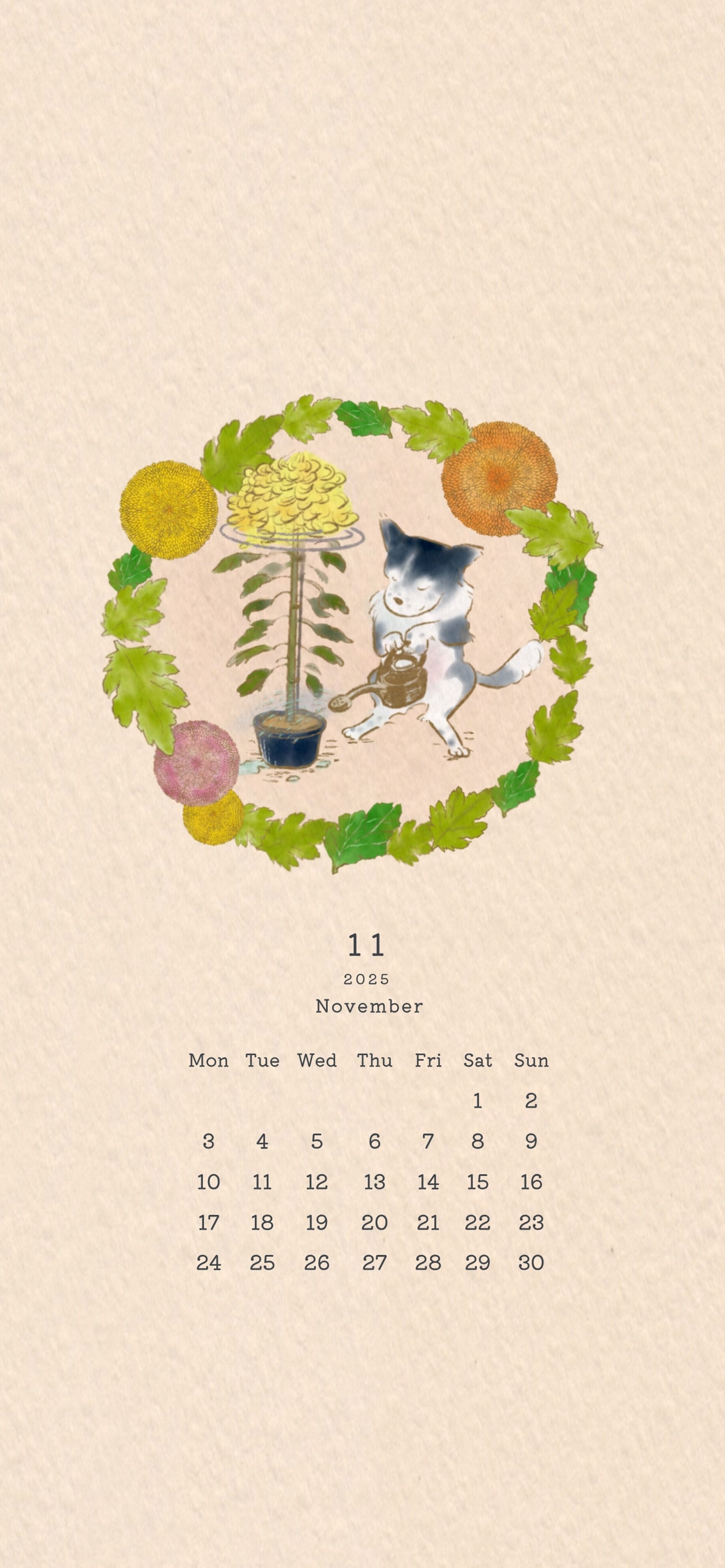 ｜毎月無料配布｜2025年11月 スマートフォン用壁紙カレンダー-1