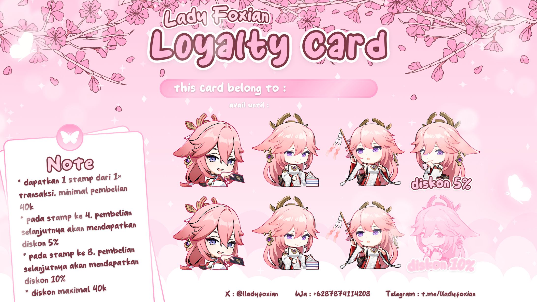 [Custom] Sakura Bloosom 🌸🌸🪄 - Loyalty Card Digital-1