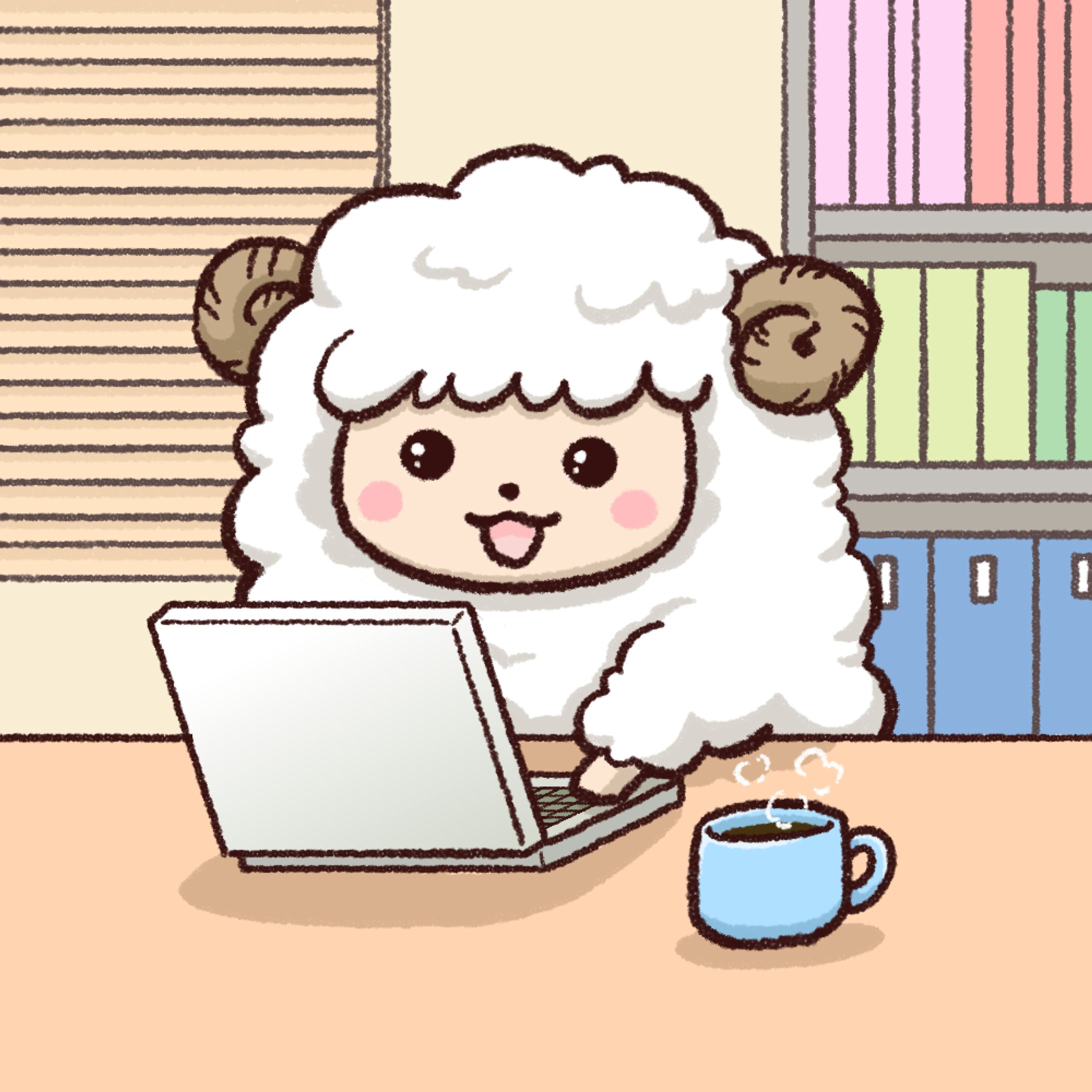 オフィスでがんばるひつじさん-1
