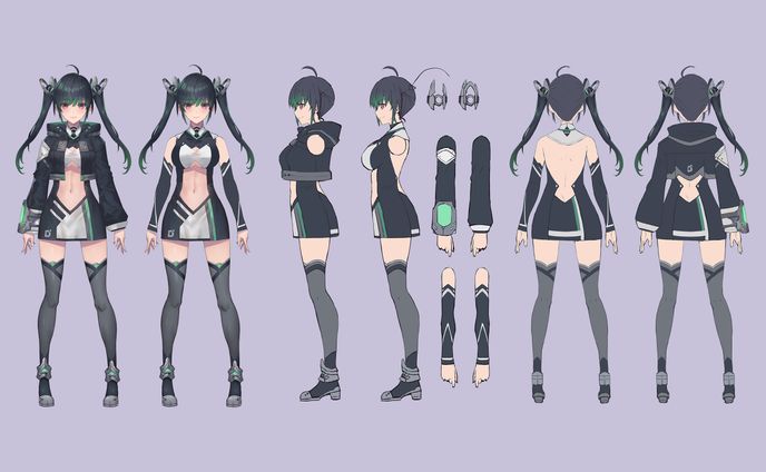 VTuber百乃葉ノア 三面図イラスト