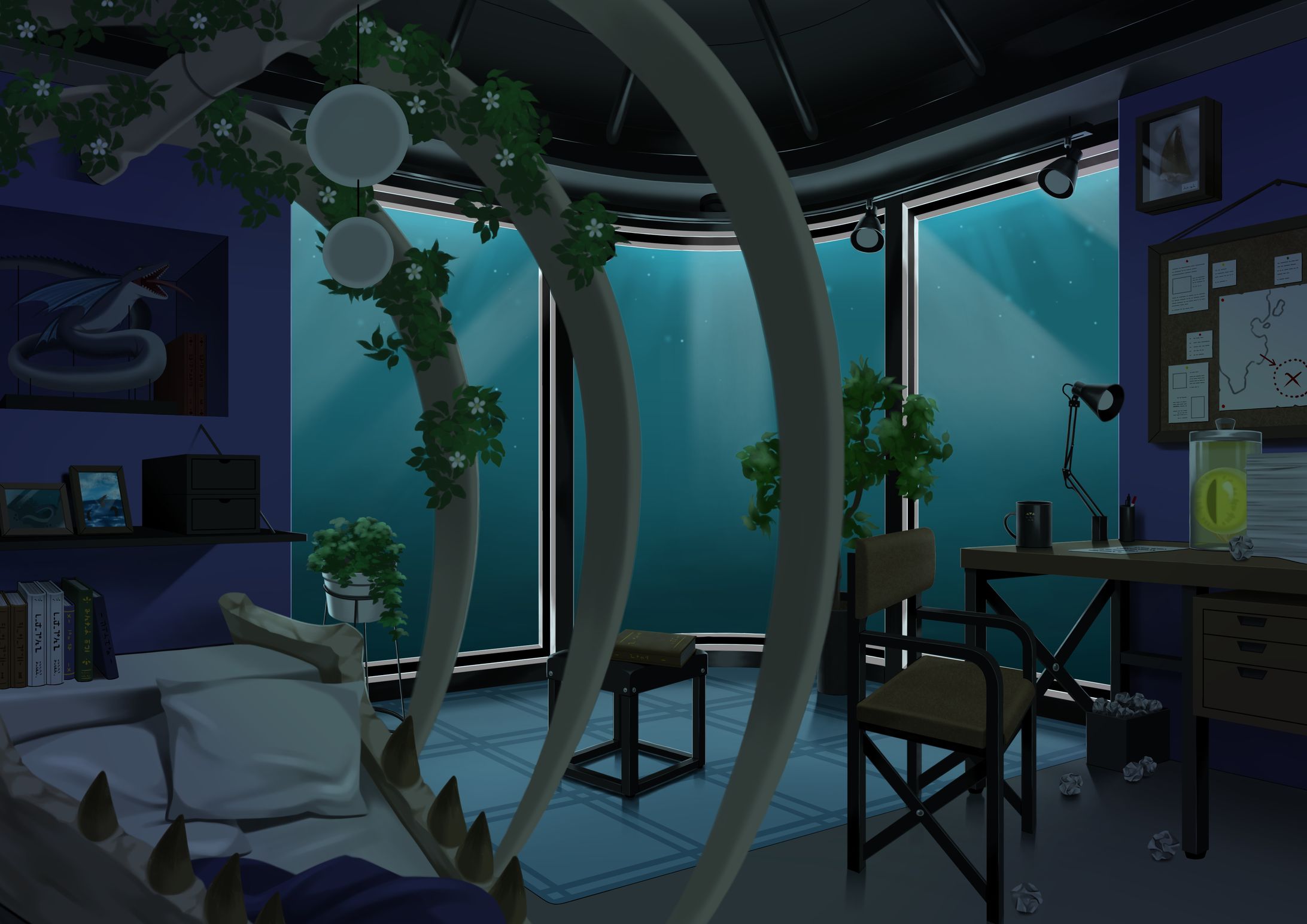 海の部屋背景-1
