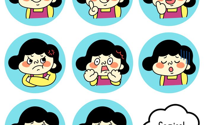 ベクター　コミカル人物アイコン　表情バリエーション