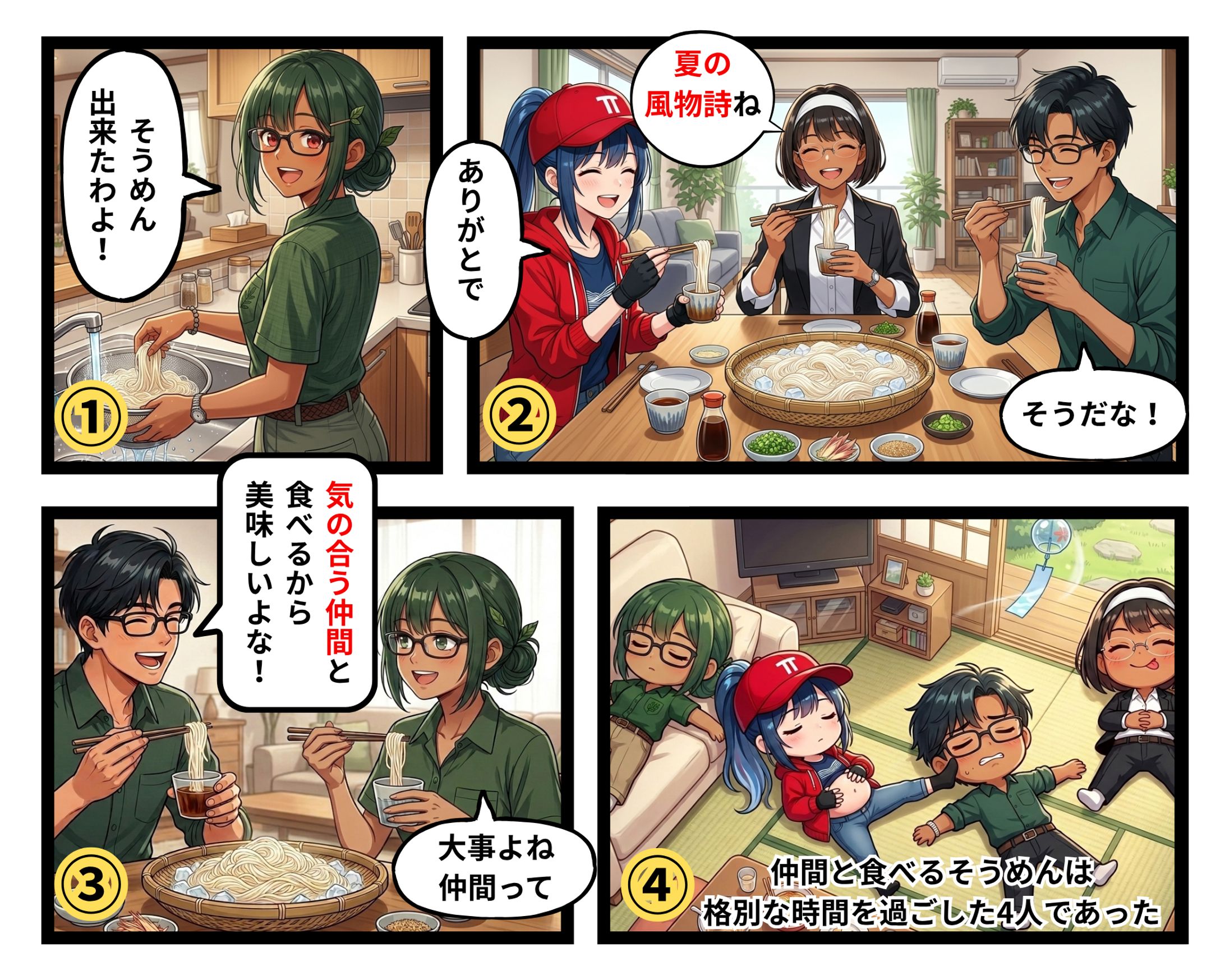 仲間と食べるそうめん-1