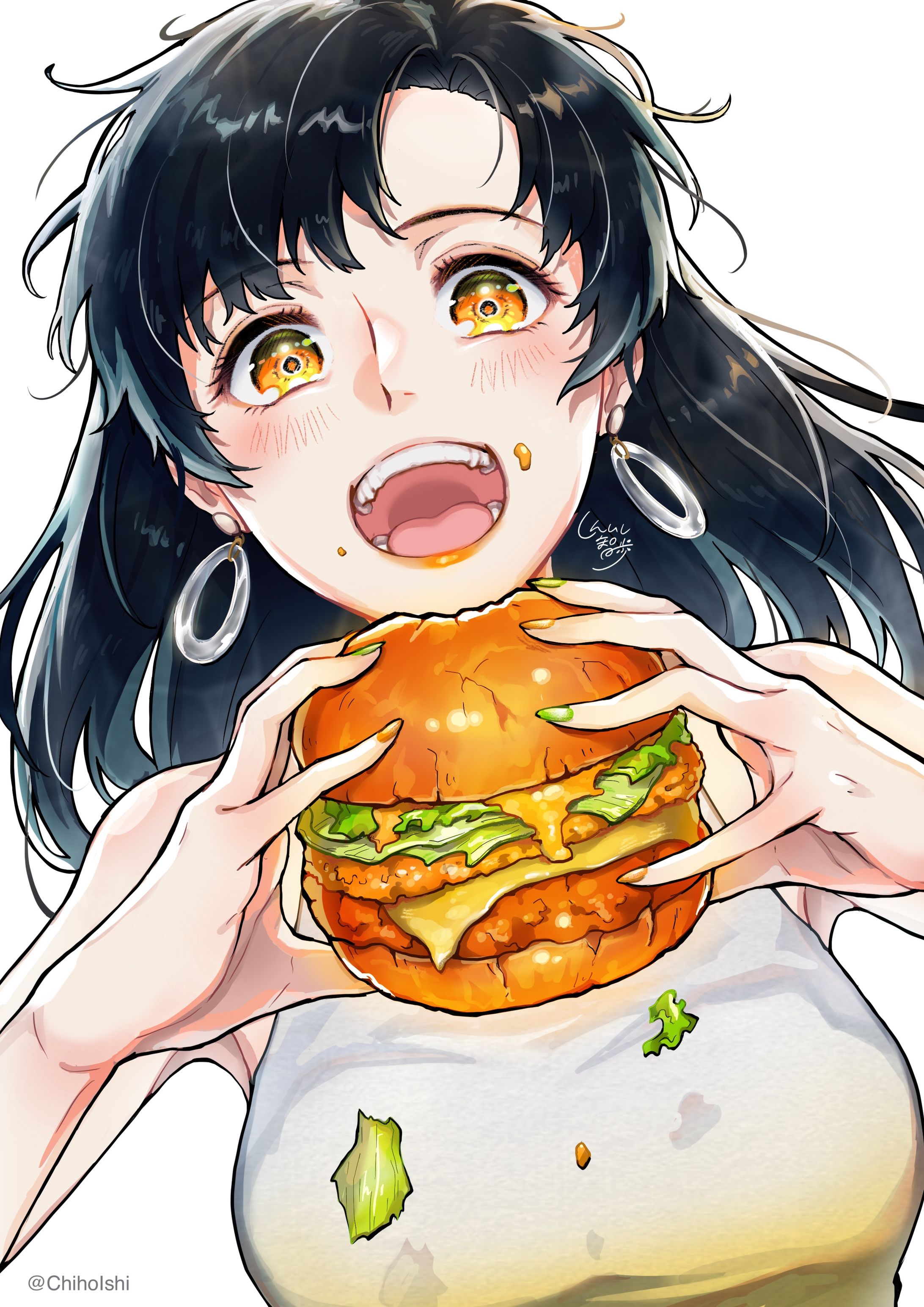 食べる女の子(ハンバーガー)-1