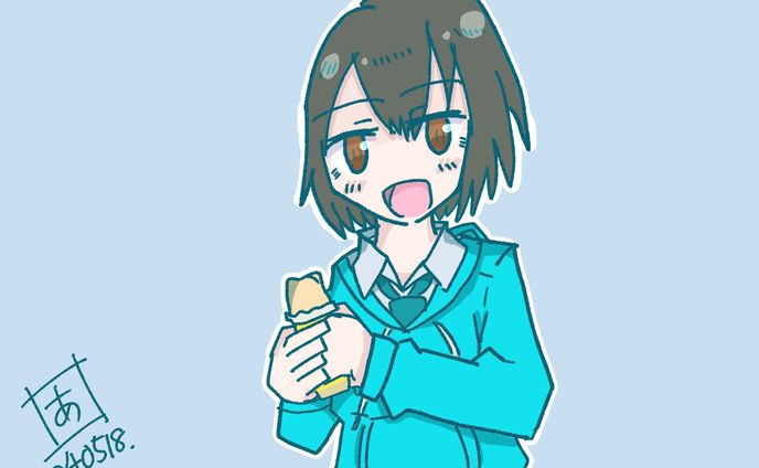 作品例(4)|コンビニのチキンを食べる子