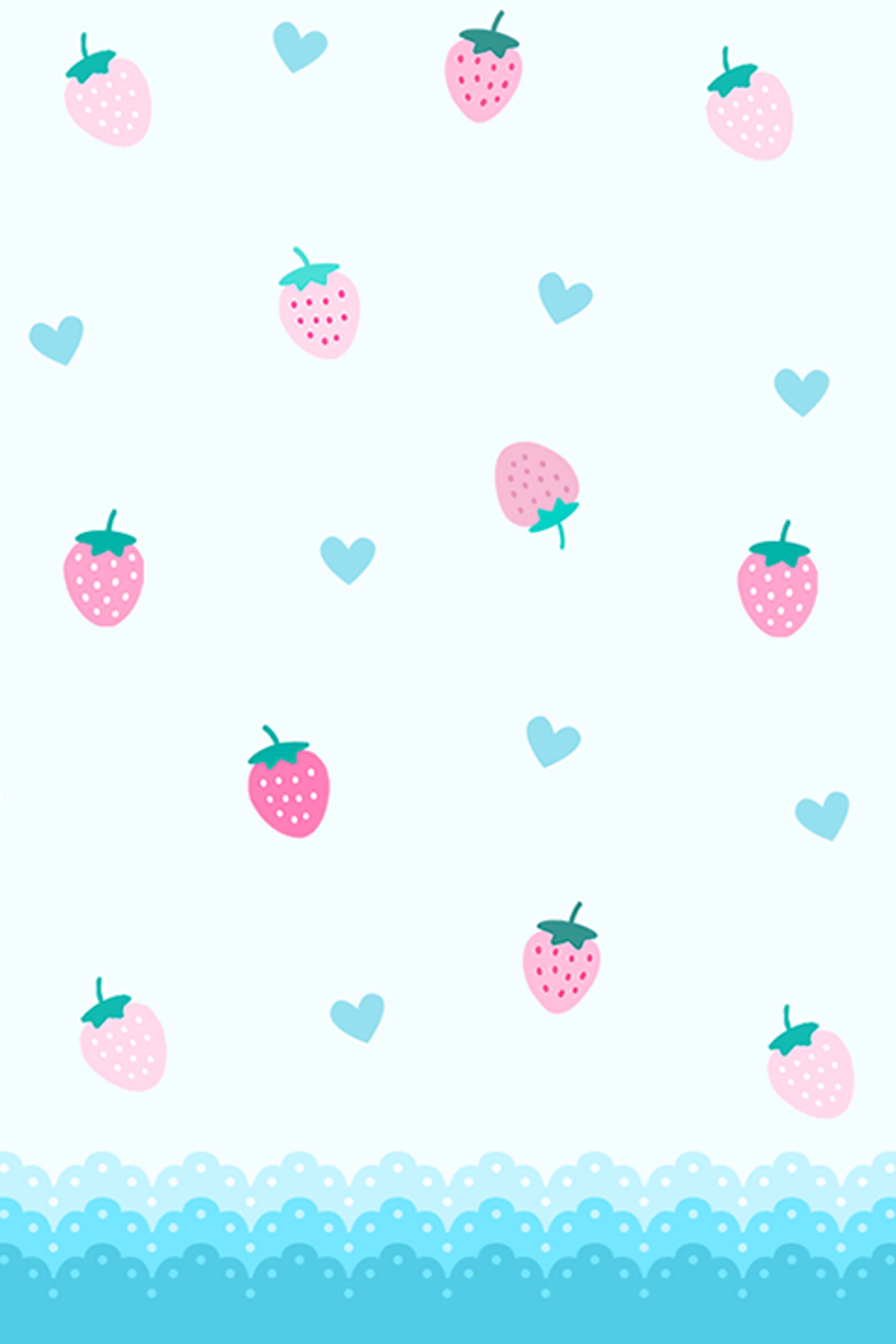 いちごのイラスト・ブルー-1