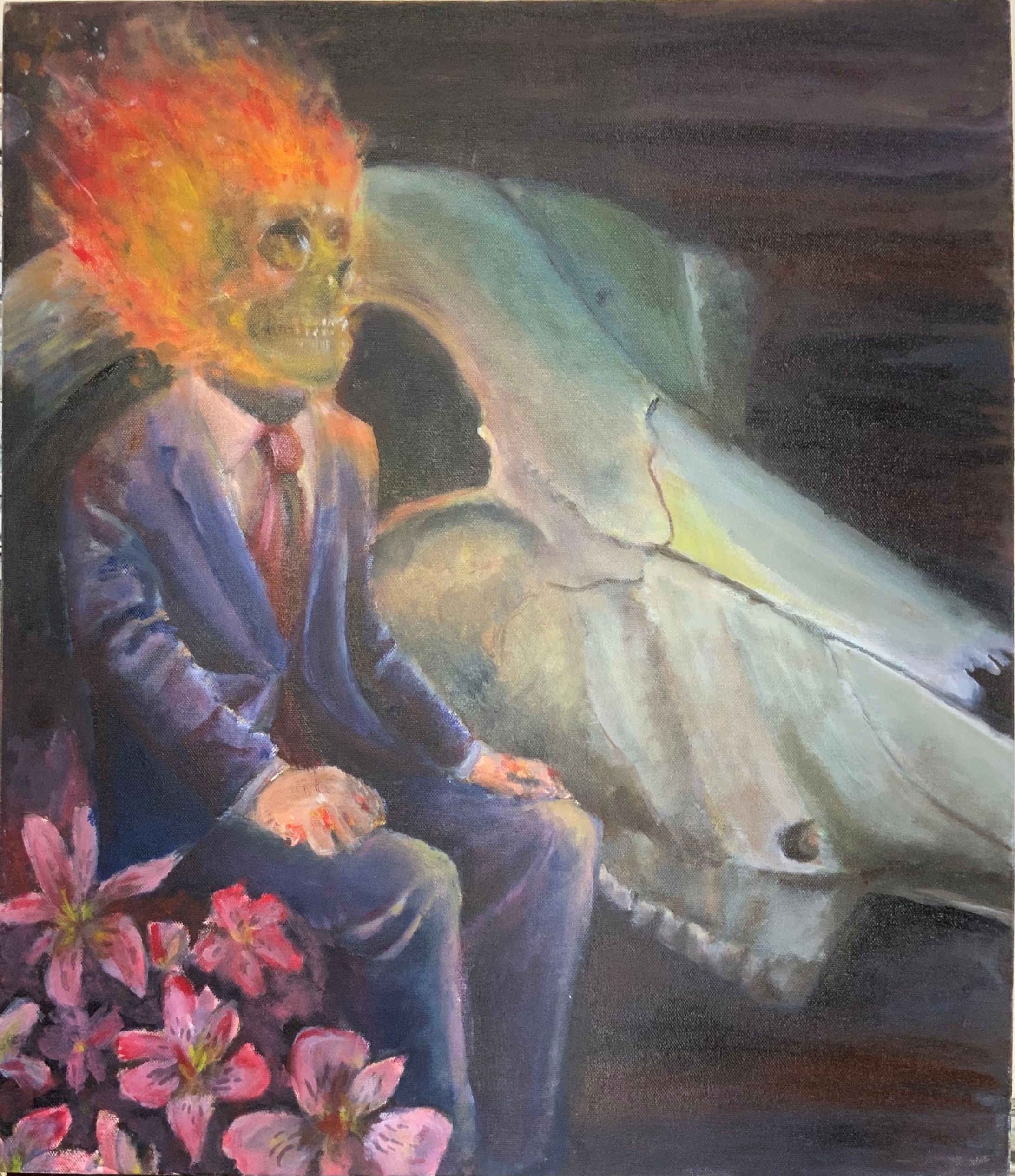 油彩画 F10号 「面接」-1