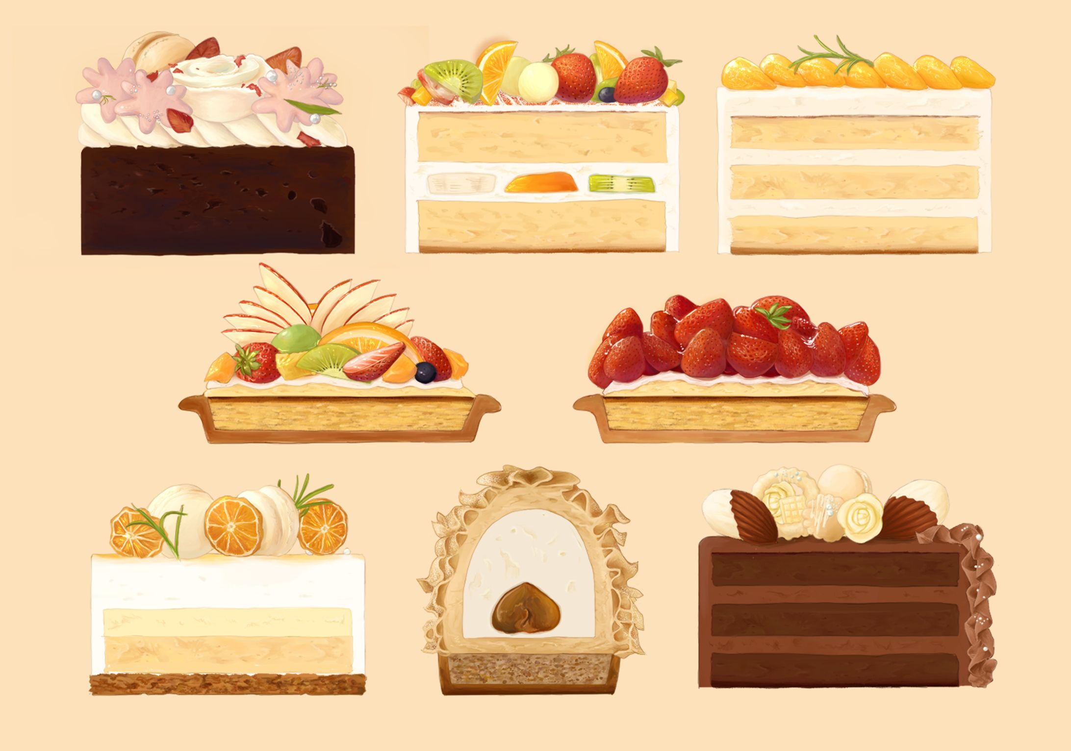 【ご依頼】ホールケーキ断面図8種【全8P】-1