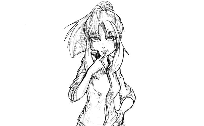全身　腰上　イラスト