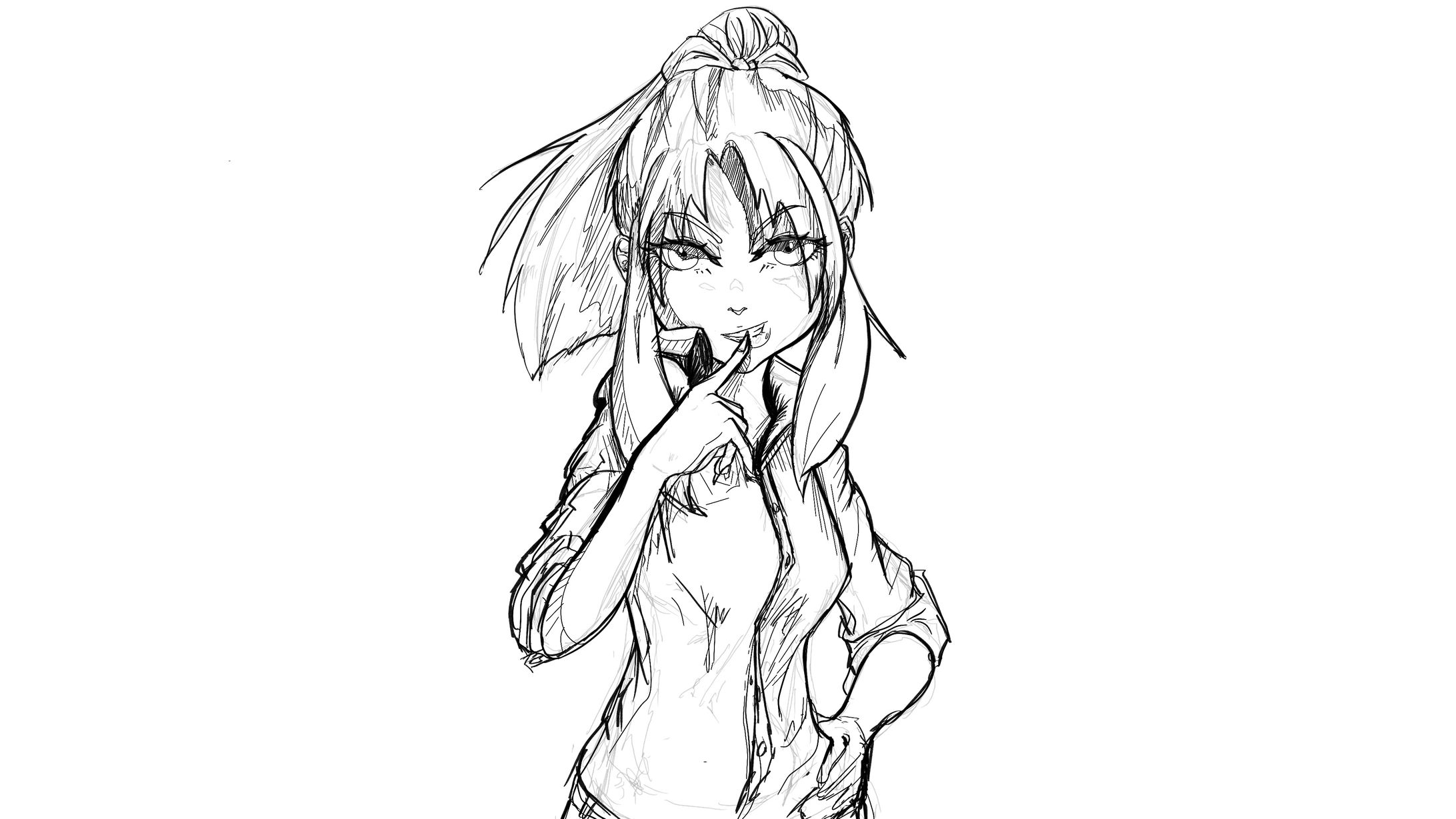 全身　腰上　イラスト-1