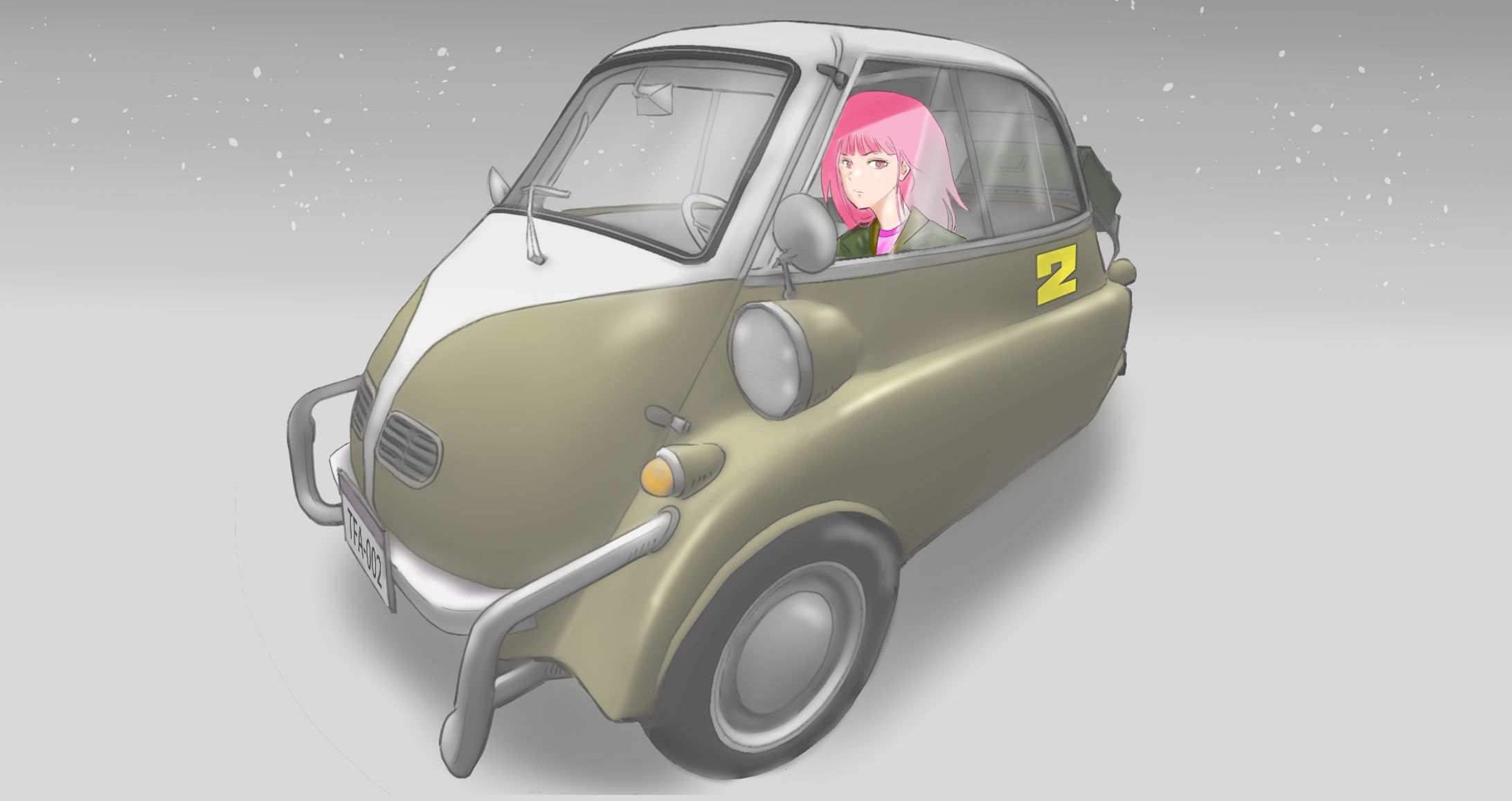 三輪車を運転する2号-1