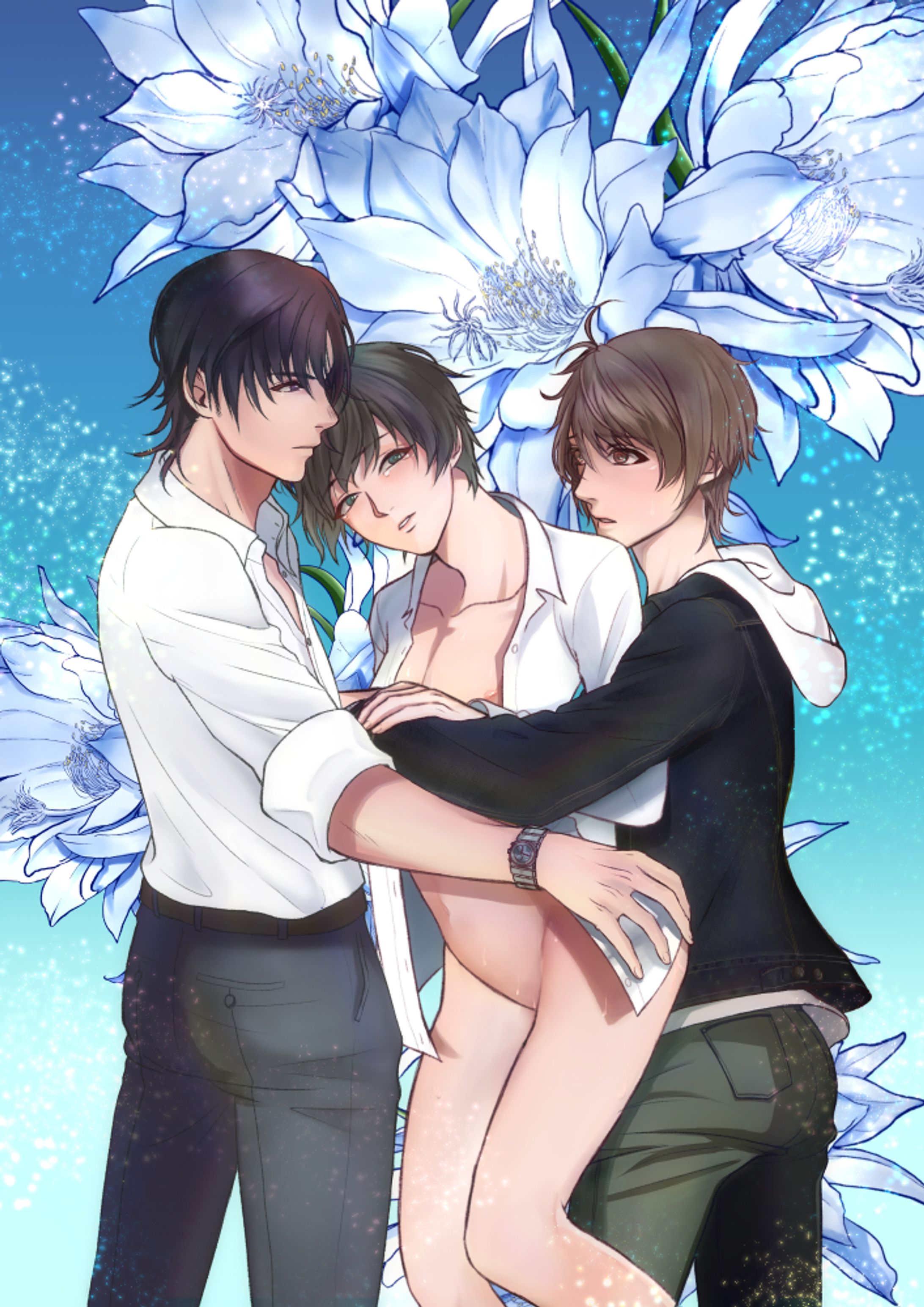 【オメガバースアンソロジー企画】君の為に花は咲く表紙絵【なかじまこはな様 著】-1