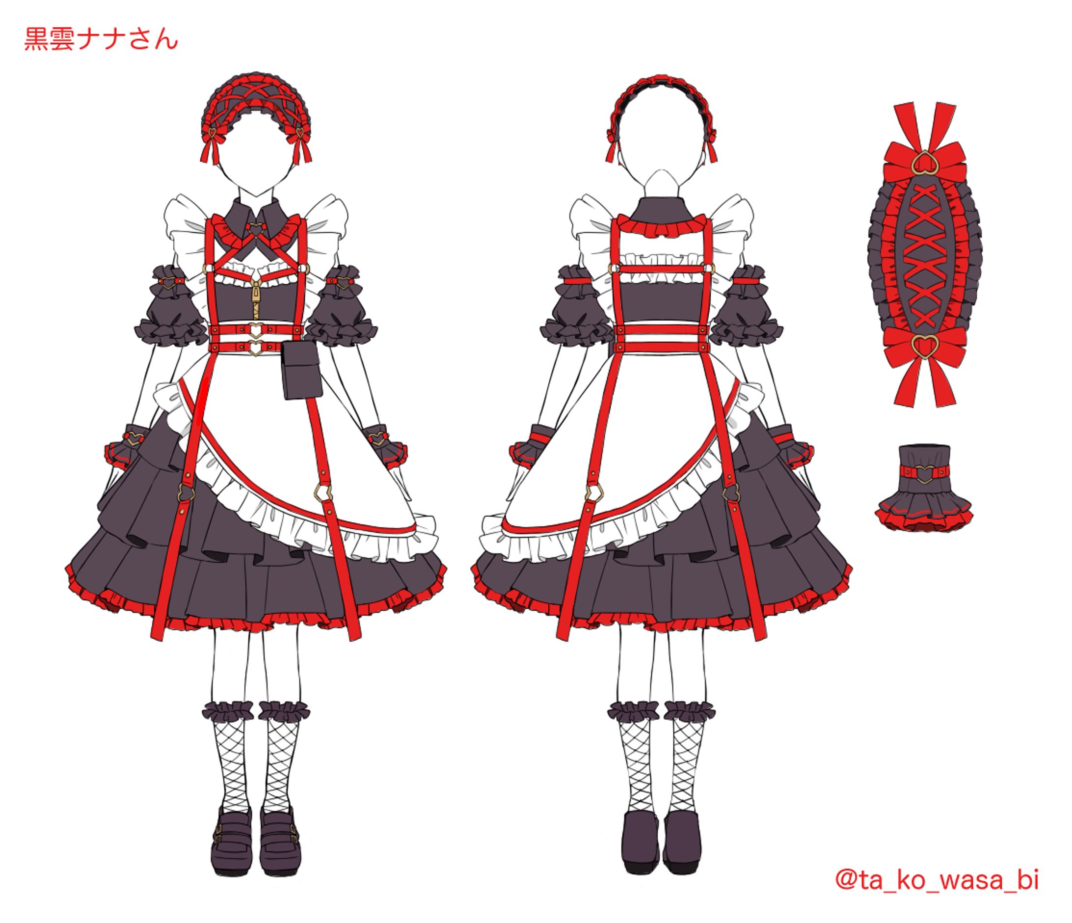 アイドルグループ 萌燃𖤐ディストラクション デビュー衣装デザイン-1