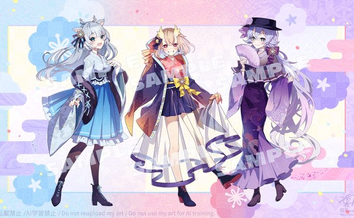紫翠みちる様、白鹿いおり様、転寝ナサ様▶歌ってみた動画『神のまにまに』イラスト