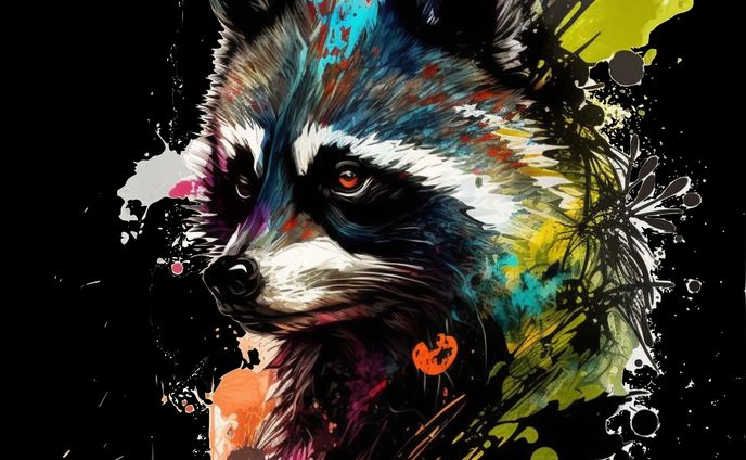 法人ロゴ案 アライグマdesign虹