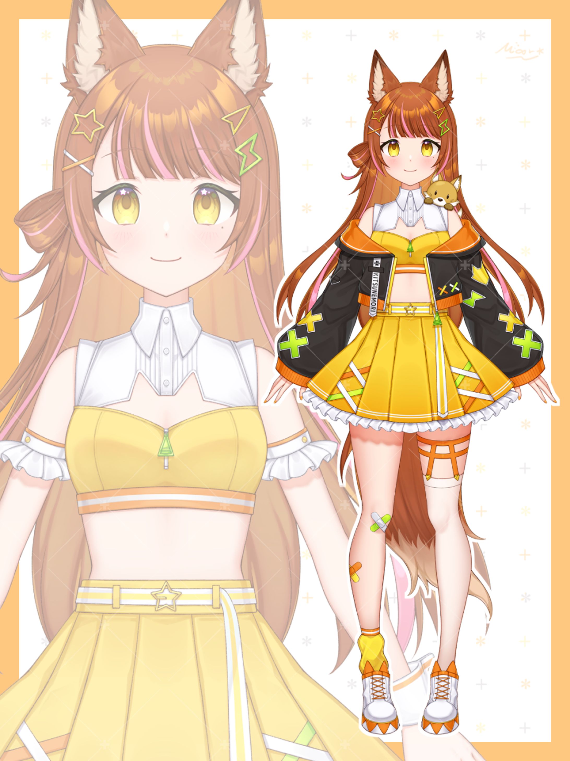 狐森みやび様 Live2D用立ち絵 / 三面図-1